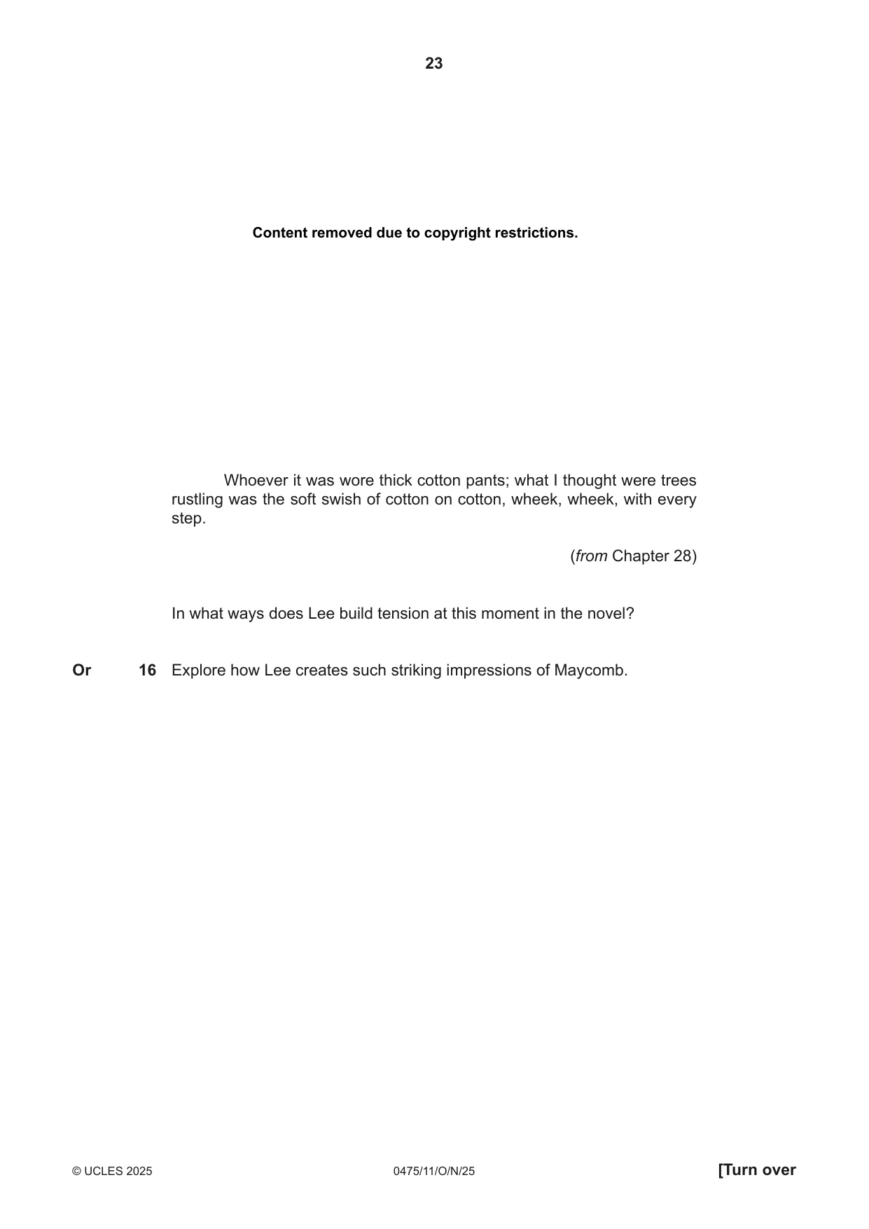 Cambridge IGCSE English - Literature in English 0475 2025 Oct/Nov Paper 1 · Variant 1 question paper, page 23 of 32