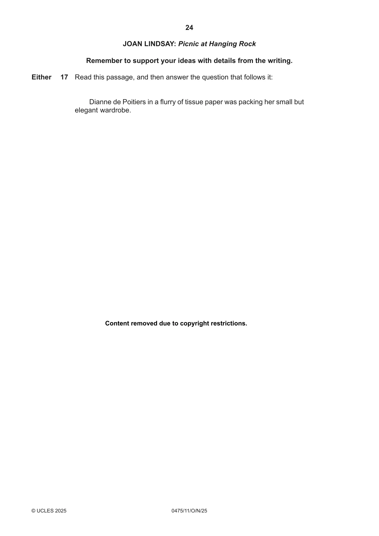 Cambridge IGCSE English - Literature in English 0475 2025 Oct/Nov Paper 1 · Variant 1 question paper, page 24 of 32