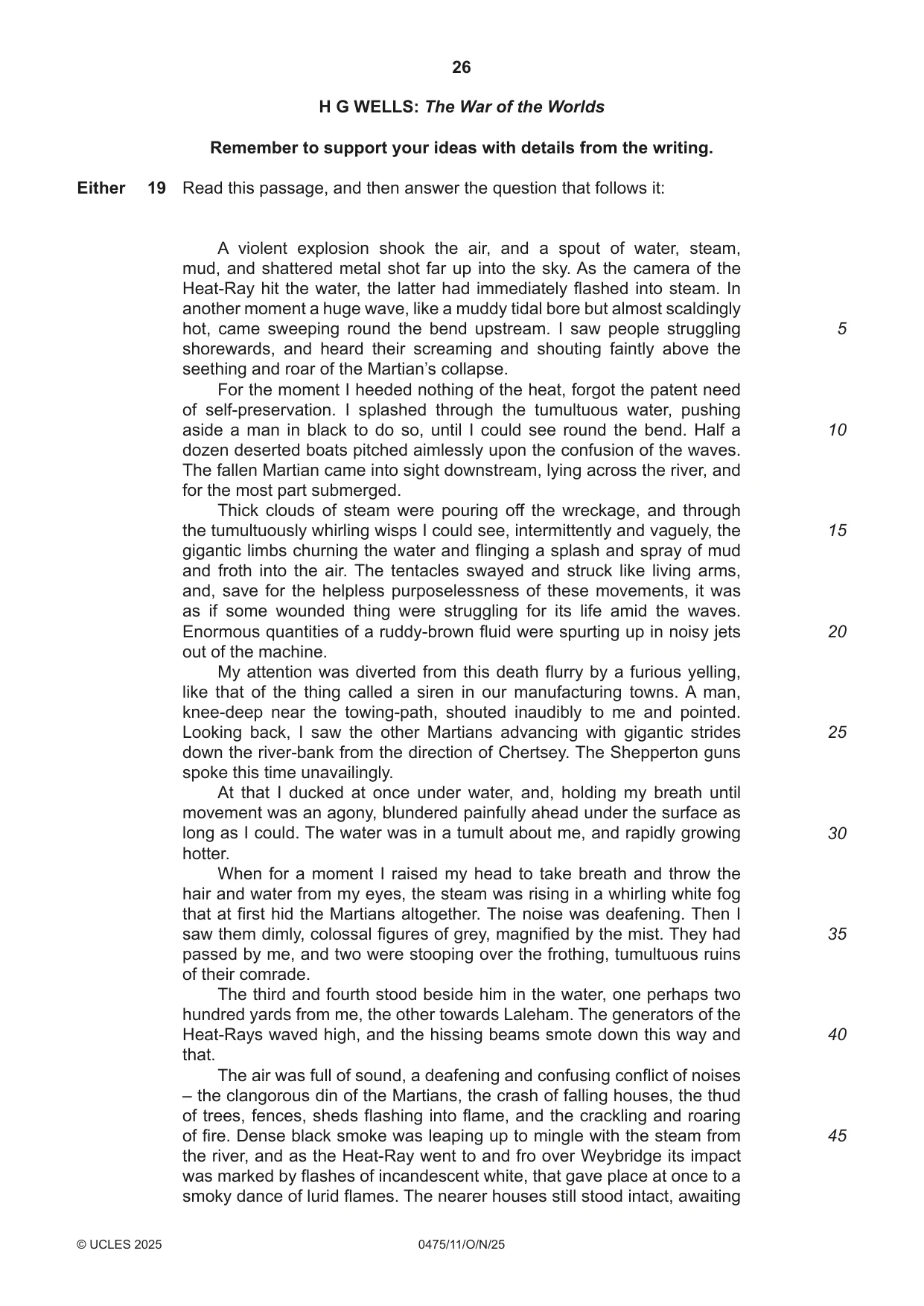 Cambridge IGCSE English - Literature in English 0475 2025 Oct/Nov Paper 1 · Variant 1 question paper, page 26 of 32