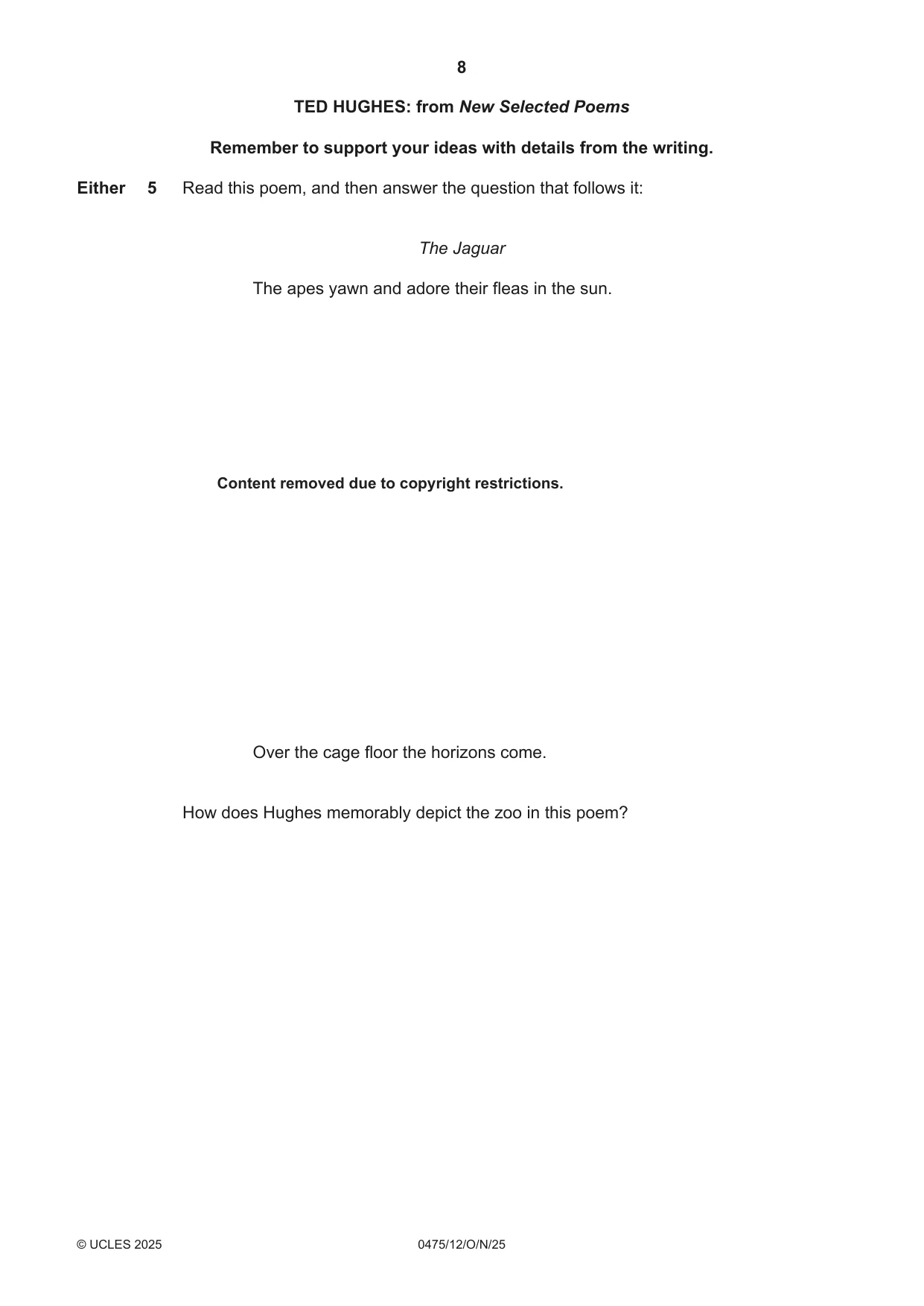 Cambridge IGCSE English - Literature in English 0475 2025 Oct/Nov Paper 1 · Variant 2 question paper, page 8 of 28