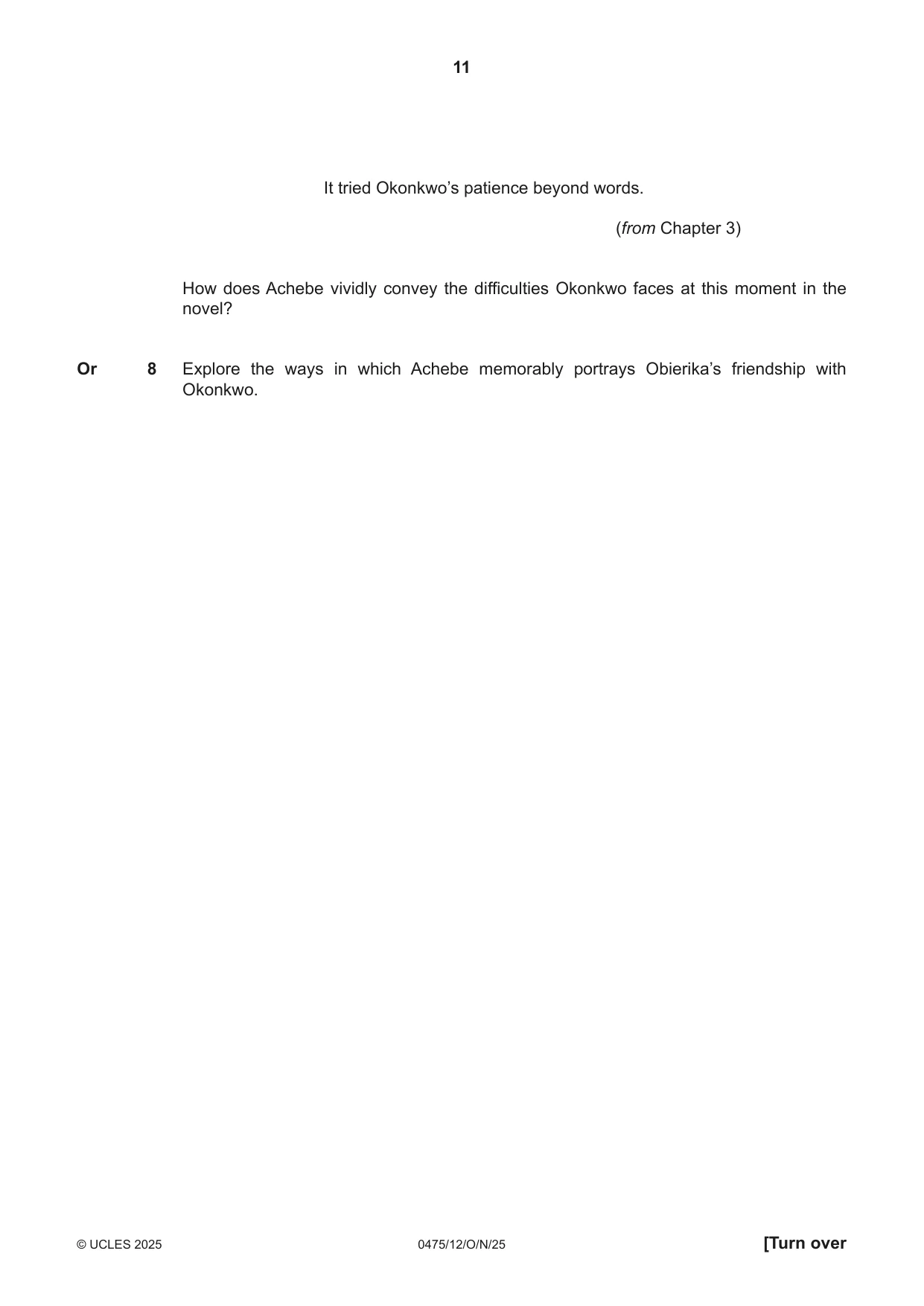 Cambridge IGCSE English - Literature in English 0475 2025 Oct/Nov Paper 1 · Variant 2 question paper, page 11 of 28