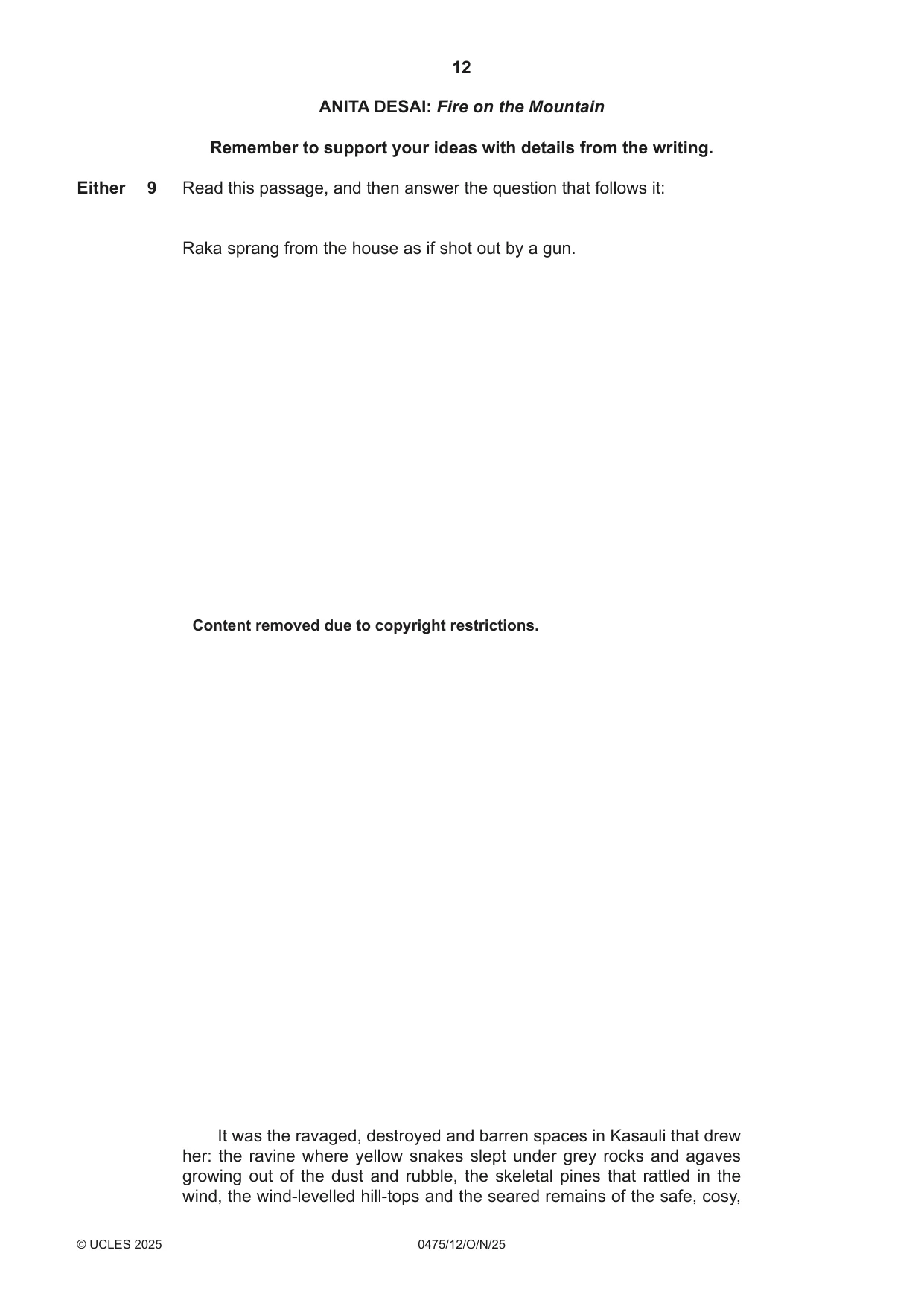 Cambridge IGCSE English - Literature in English 0475 2025 Oct/Nov Paper 1 · Variant 2 question paper, page 12 of 28