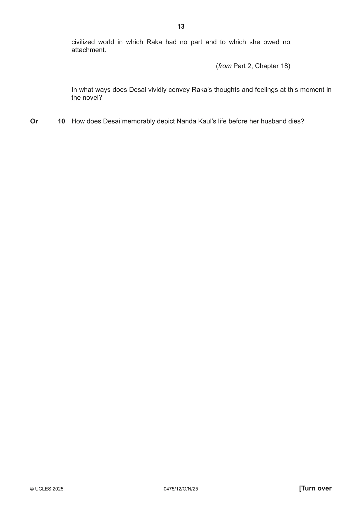Cambridge IGCSE English - Literature in English 0475 2025 Oct/Nov Paper 1 · Variant 2 question paper, page 13 of 28