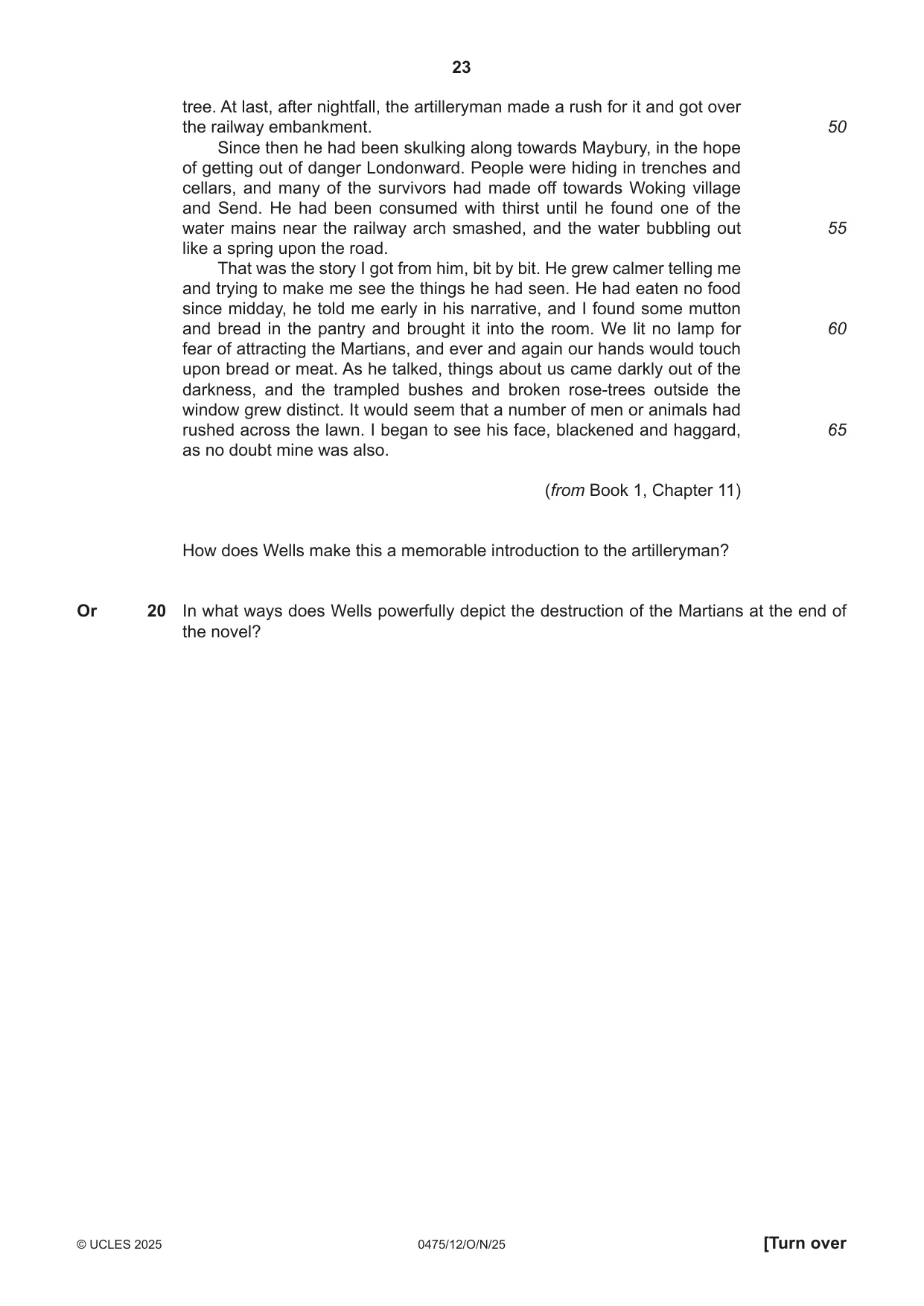 Cambridge IGCSE English - Literature in English 0475 2025 Oct/Nov Paper 1 · Variant 2 question paper, page 23 of 28