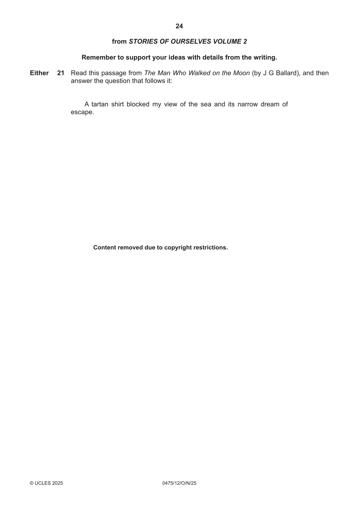 Cambridge IGCSE English - Literature in English 0475 2025 Oct/Nov Paper 1 · Variant 2 question paper, page 24 of 28