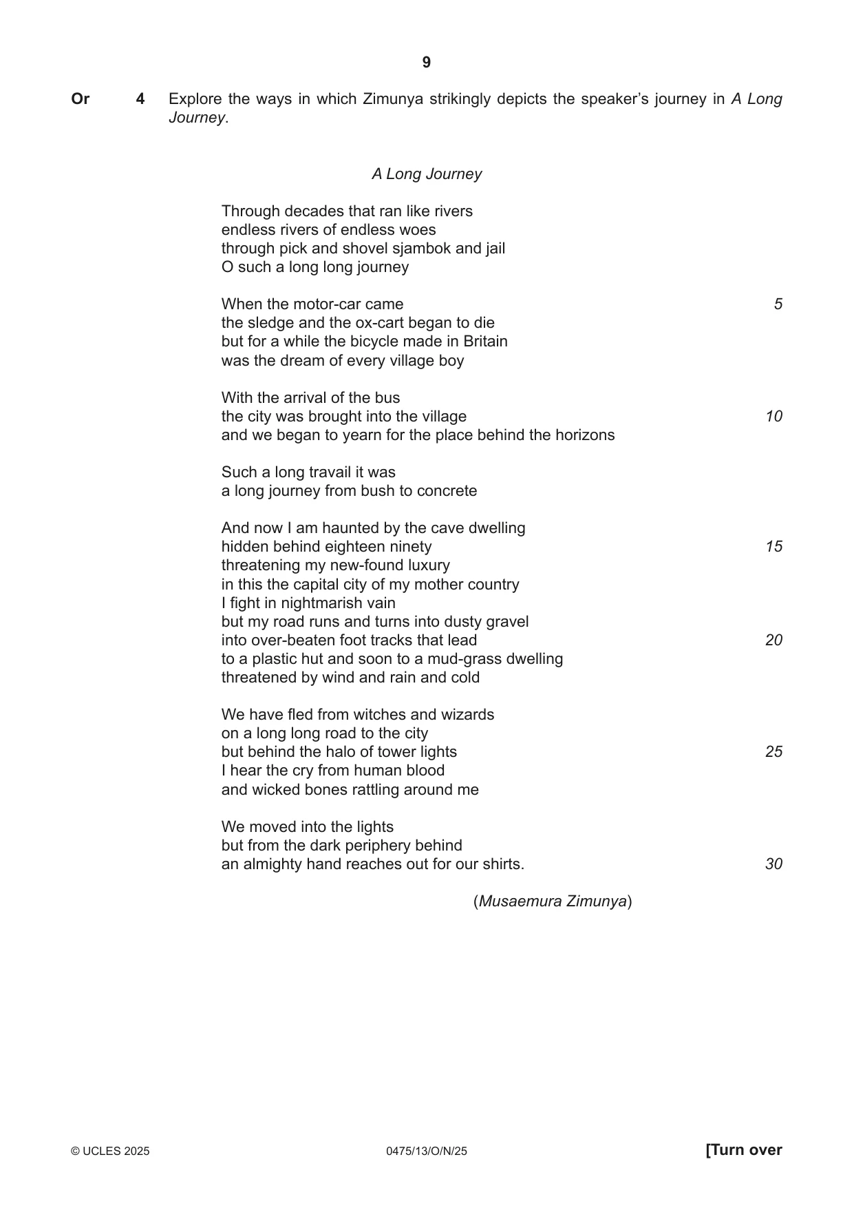 Cambridge IGCSE English - Literature in English 0475 2025 Oct/Nov Paper 1 · Variant 3 question paper, page 9 of 28