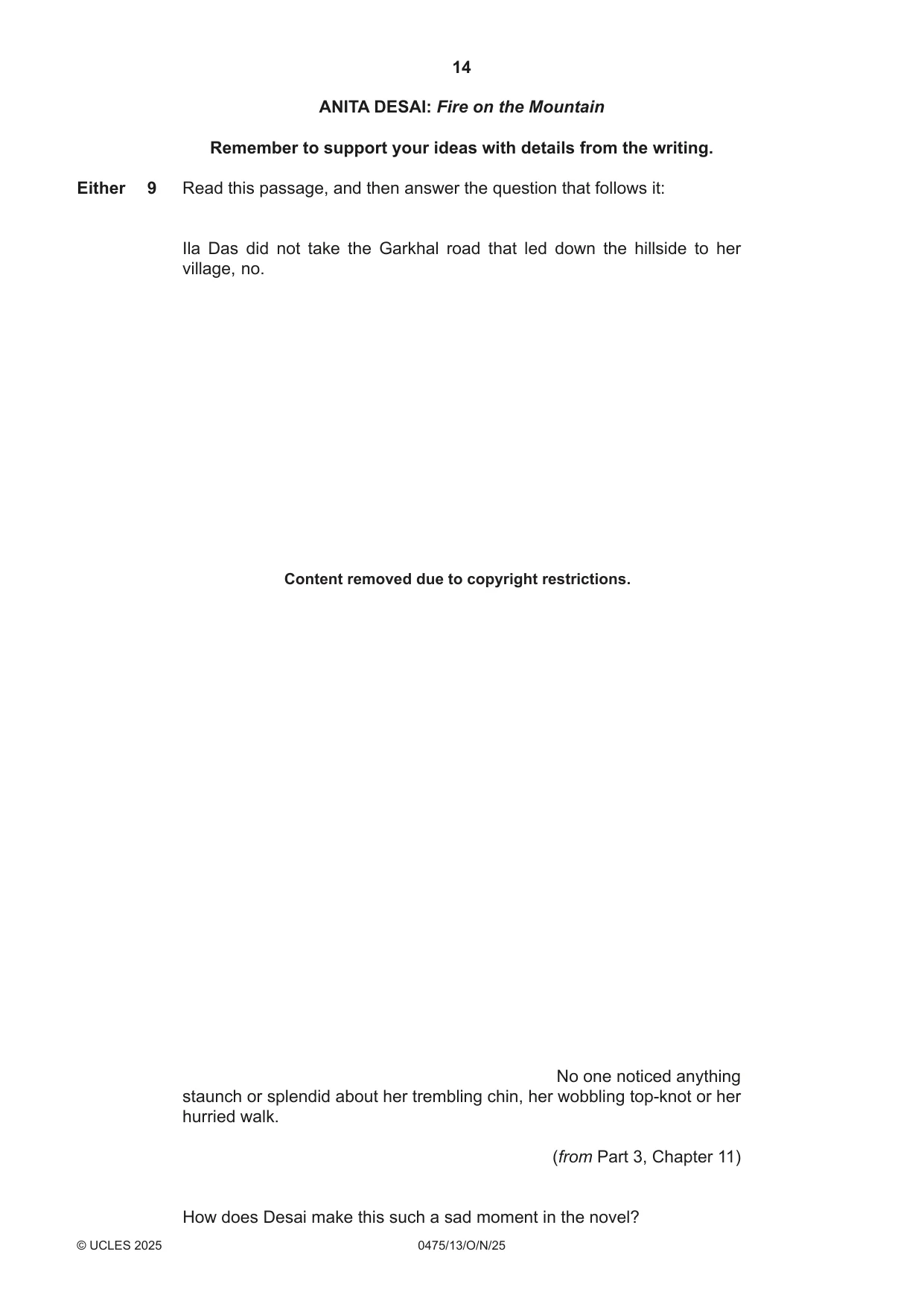 Cambridge IGCSE English - Literature in English 0475 2025 Oct/Nov Paper 1 · Variant 3 question paper, page 14 of 28