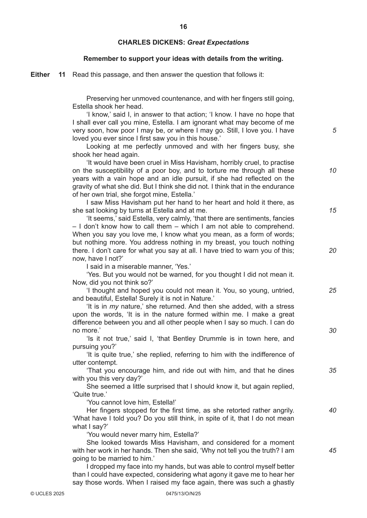 Cambridge IGCSE English - Literature in English 0475 2025 Oct/Nov Paper 1 · Variant 3 question paper, page 16 of 28