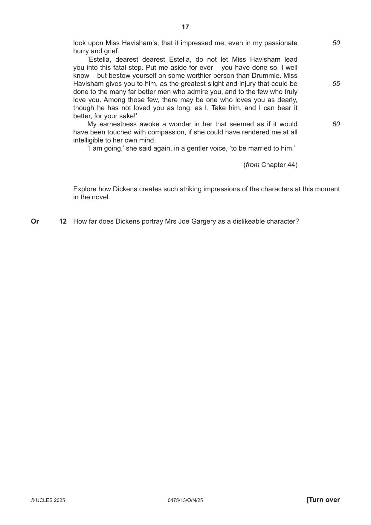 Cambridge IGCSE English - Literature in English 0475 2025 Oct/Nov Paper 1 · Variant 3 question paper, page 17 of 28