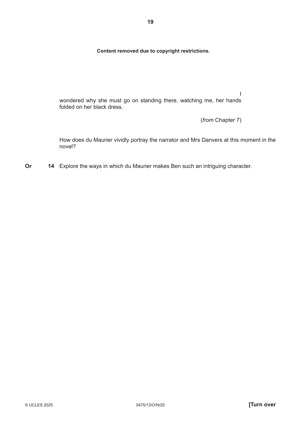 Cambridge IGCSE English - Literature in English 0475 2025 Oct/Nov Paper 1 · Variant 3 question paper, page 19 of 28