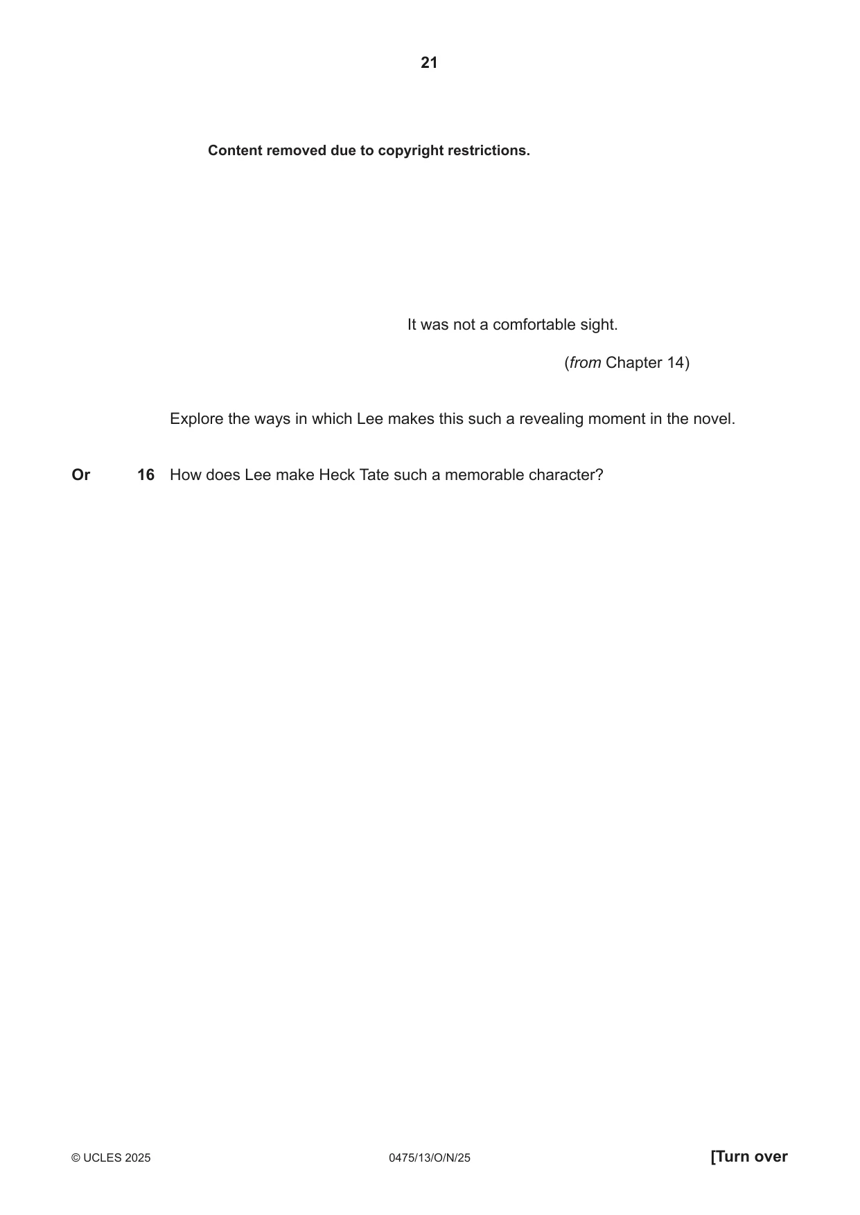 Cambridge IGCSE English - Literature in English 0475 2025 Oct/Nov Paper 1 · Variant 3 question paper, page 21 of 28