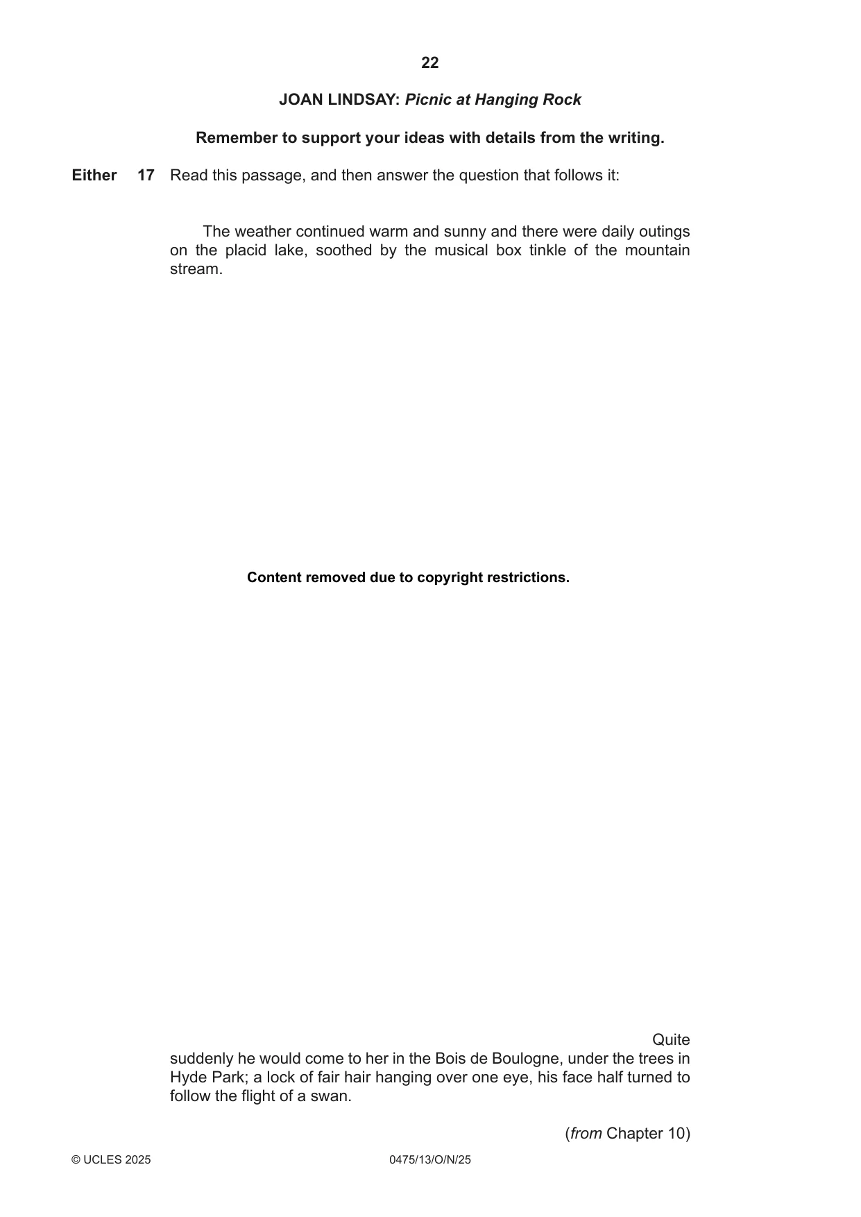 Cambridge IGCSE English - Literature in English 0475 2025 Oct/Nov Paper 1 · Variant 3 question paper, page 22 of 28