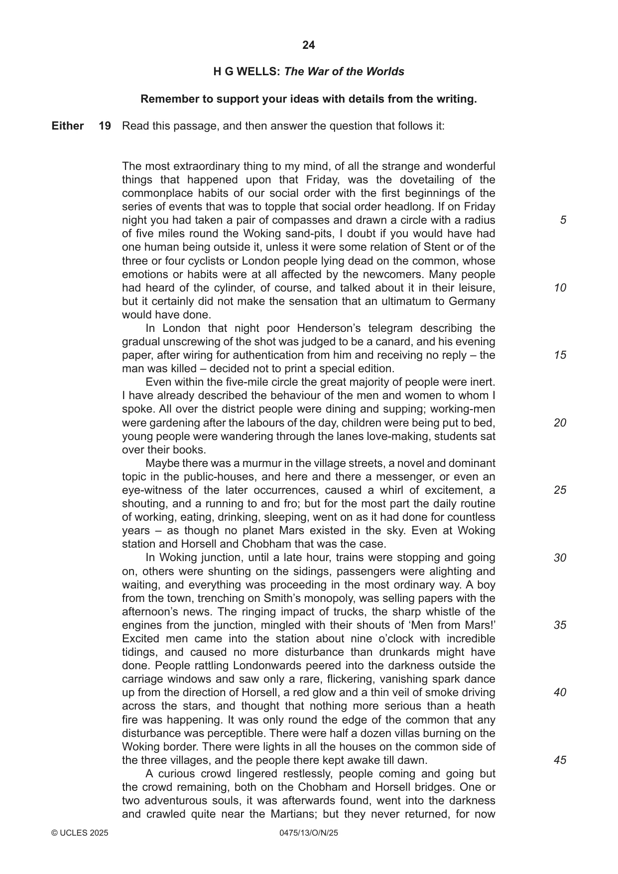 Cambridge IGCSE English - Literature in English 0475 2025 Oct/Nov Paper 1 · Variant 3 question paper, page 24 of 28