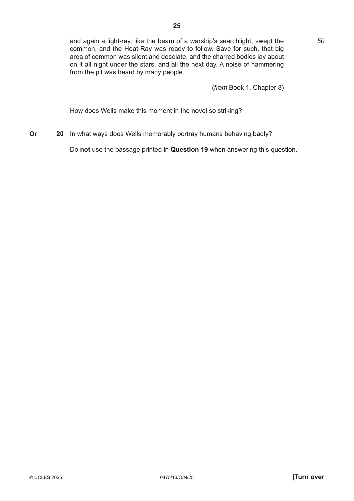 Cambridge IGCSE English - Literature in English 0475 2025 Oct/Nov Paper 1 · Variant 3 question paper, page 25 of 28