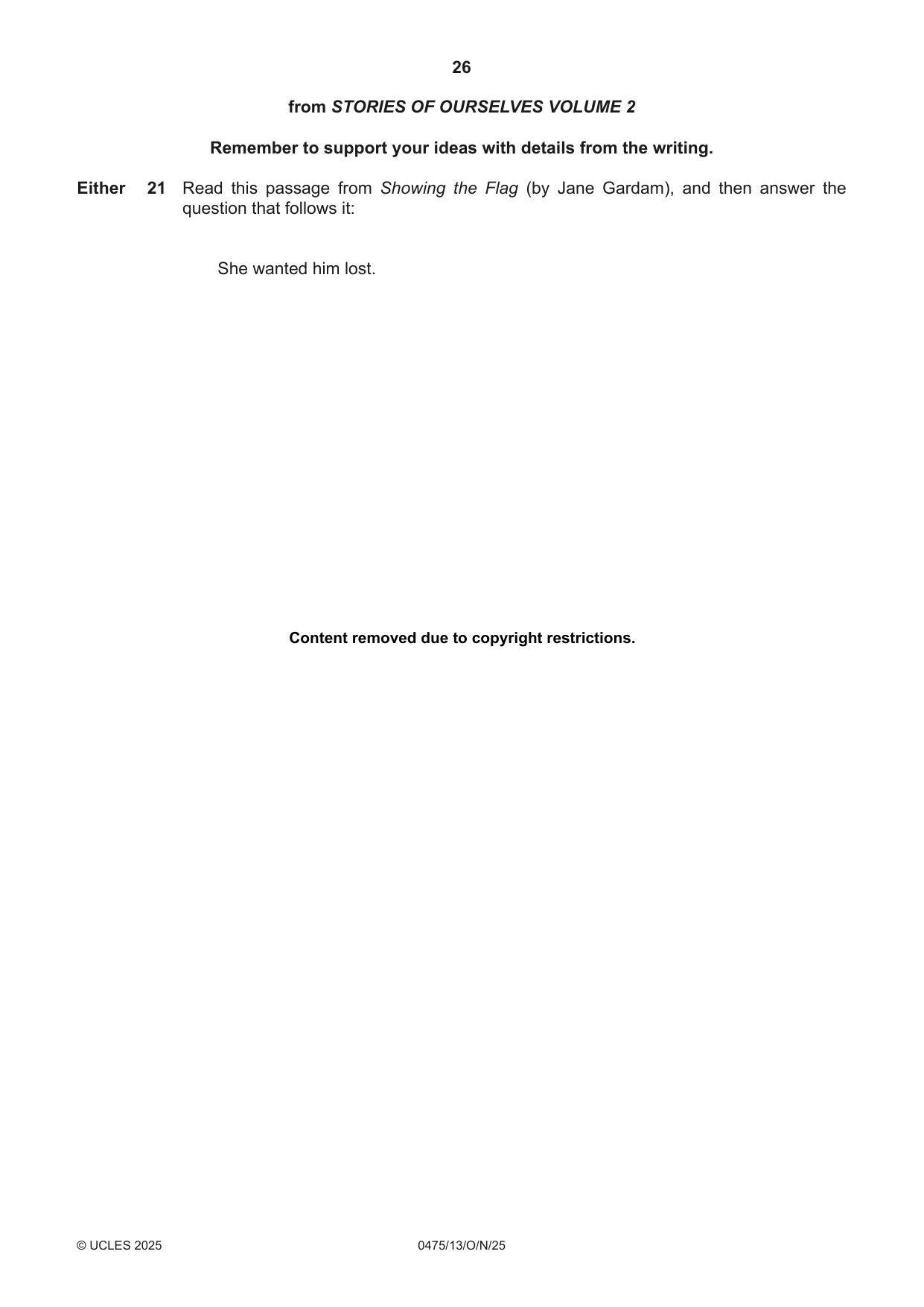 Cambridge IGCSE English - Literature in English 0475 2025 Oct/Nov Paper 1 · Variant 3 question paper, page 26 of 28