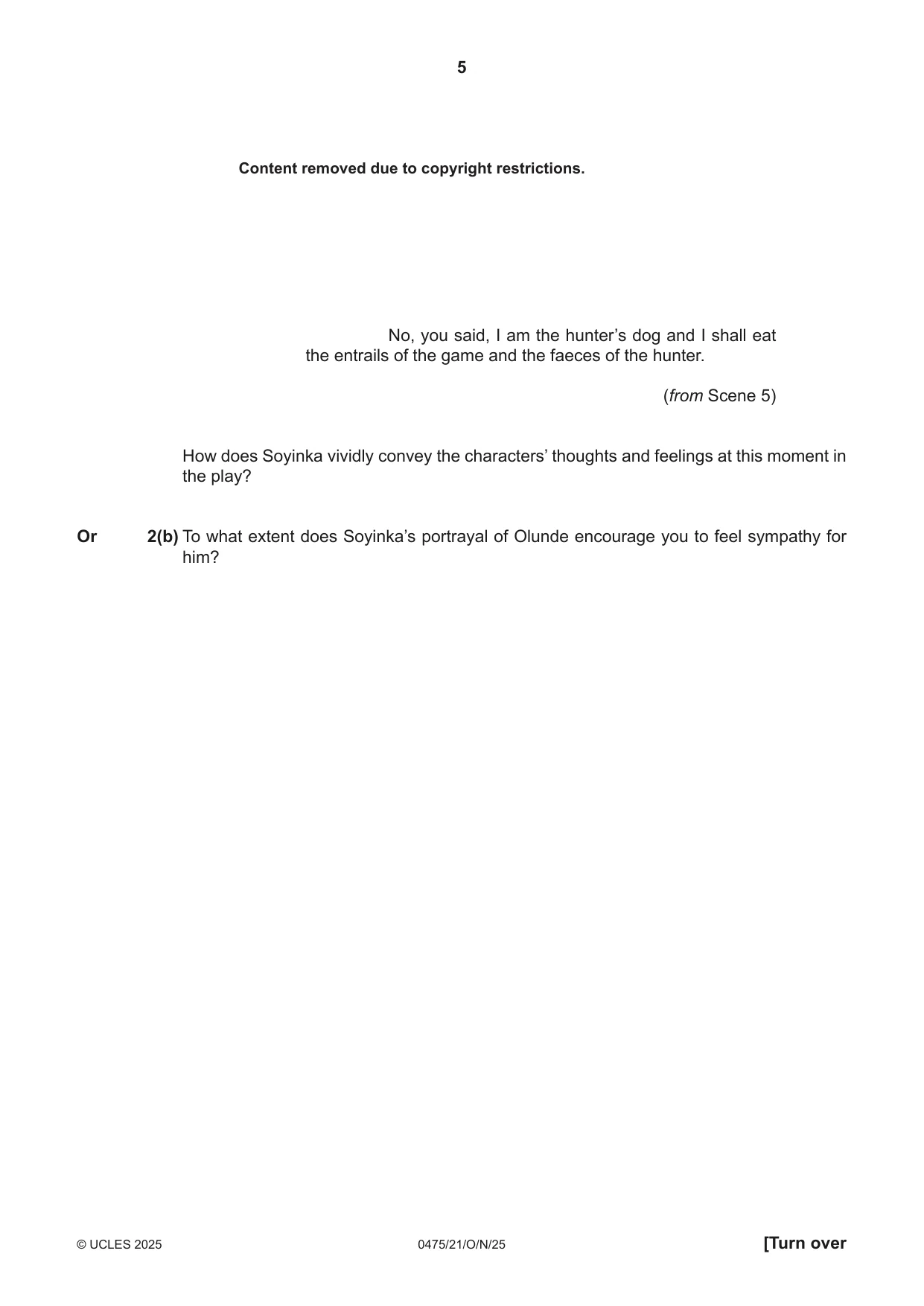 Cambridge IGCSE English - Literature in English 0475 2025 Oct/Nov Paper 2 · Variant 1 question paper, page 5 of 12