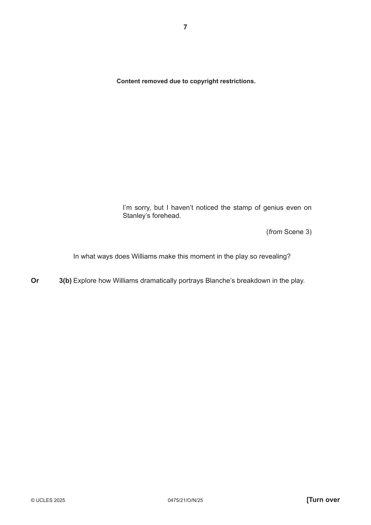 Cambridge IGCSE English - Literature in English 0475 2025 Oct/Nov Paper 2 · Variant 1 question paper, page 7 of 12