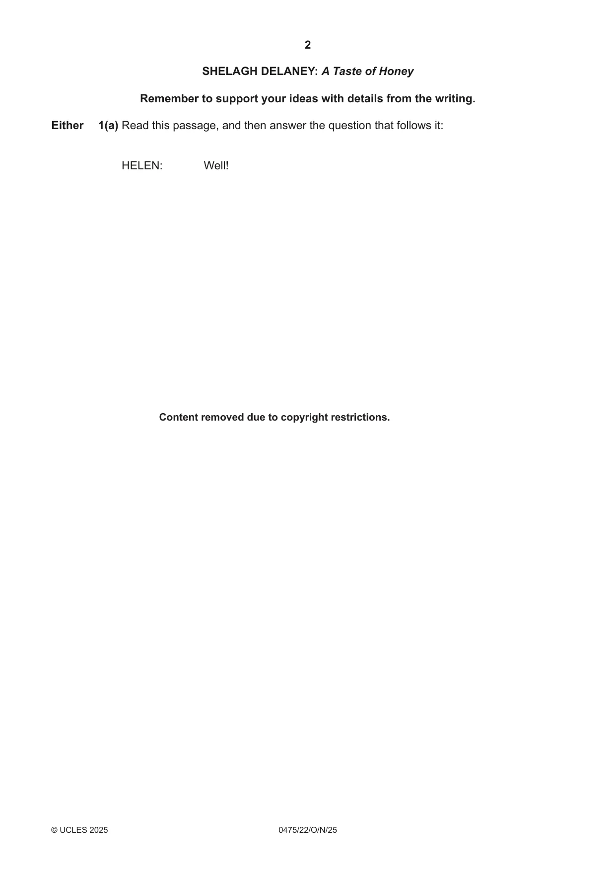 Cambridge IGCSE English - Literature in English 0475 2025 Oct/Nov Paper 2 · Variant 2 question paper, page 2 of 12
