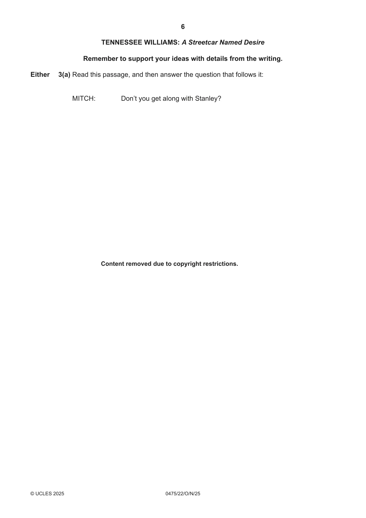Cambridge IGCSE English - Literature in English 0475 2025 Oct/Nov Paper 2 · Variant 2 question paper, page 6 of 12