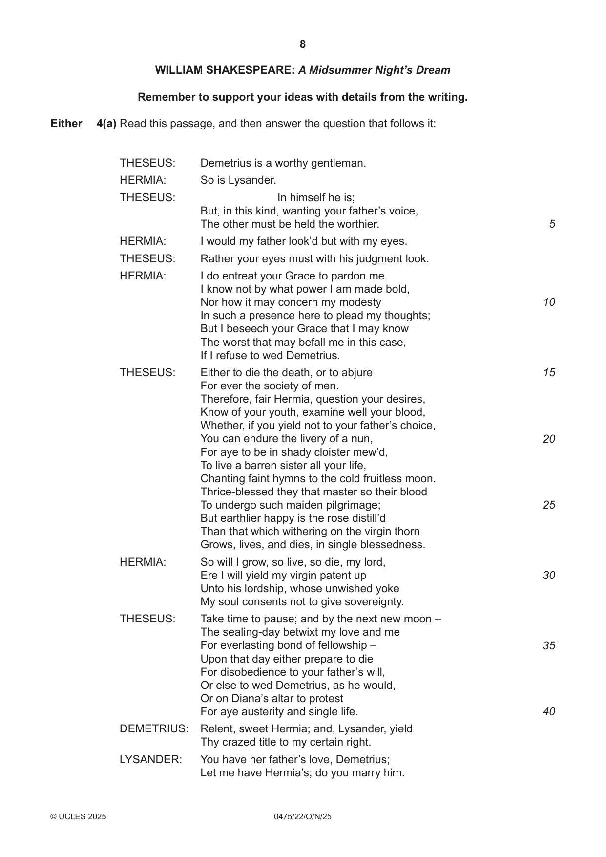 Cambridge IGCSE English - Literature in English 0475 2025 Oct/Nov Paper 2 · Variant 2 question paper, page 8 of 12