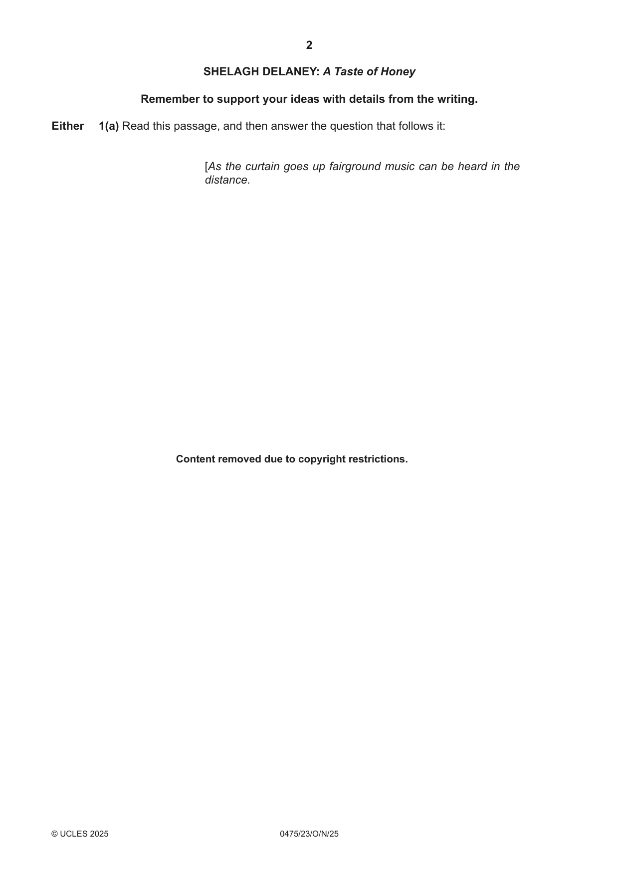 Cambridge IGCSE English - Literature in English 0475 2025 Oct/Nov Paper 2 · Variant 3 question paper, page 2 of 12