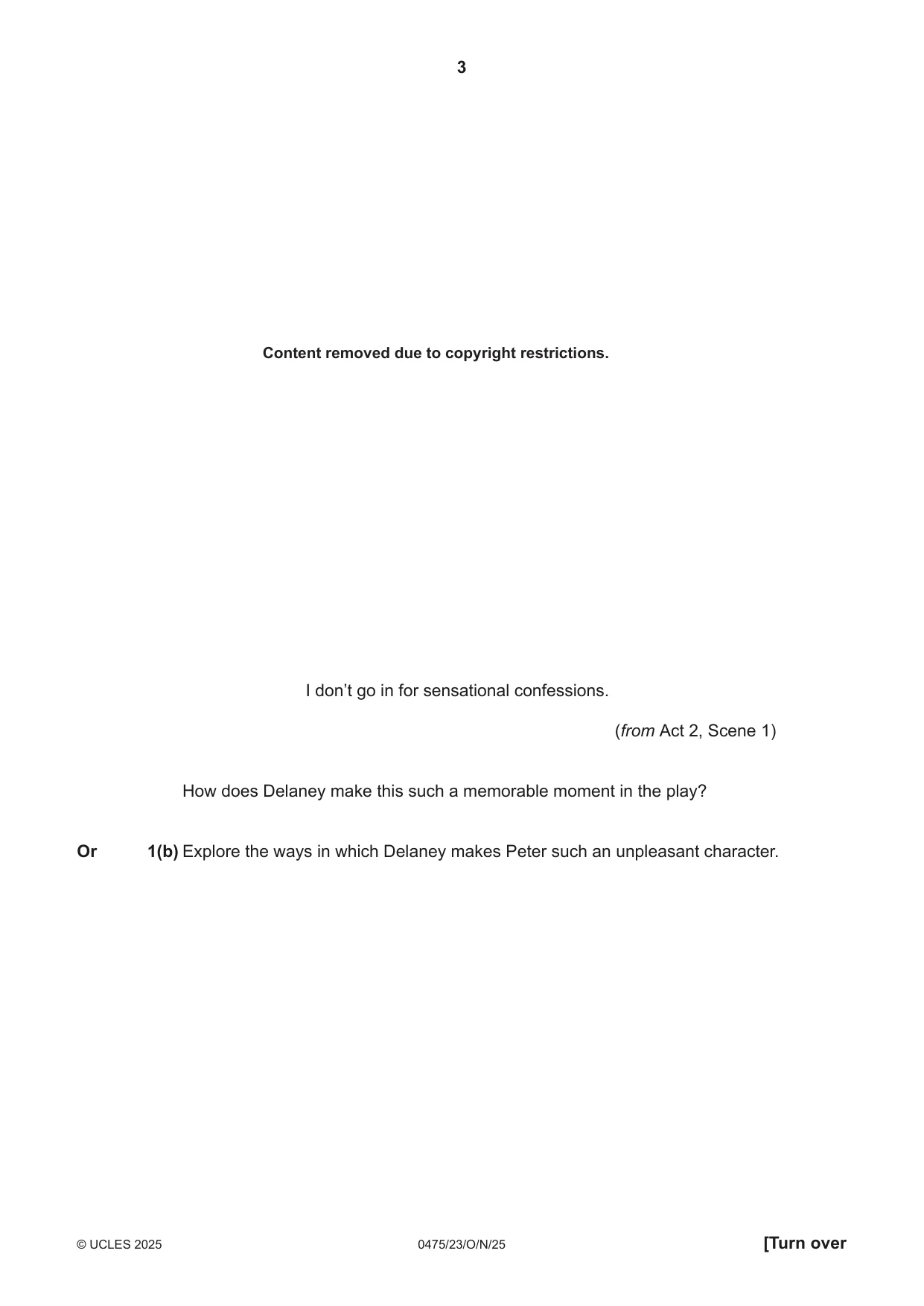 Cambridge IGCSE English - Literature in English 0475 2025 Oct/Nov Paper 2 · Variant 3 question paper, page 3 of 12