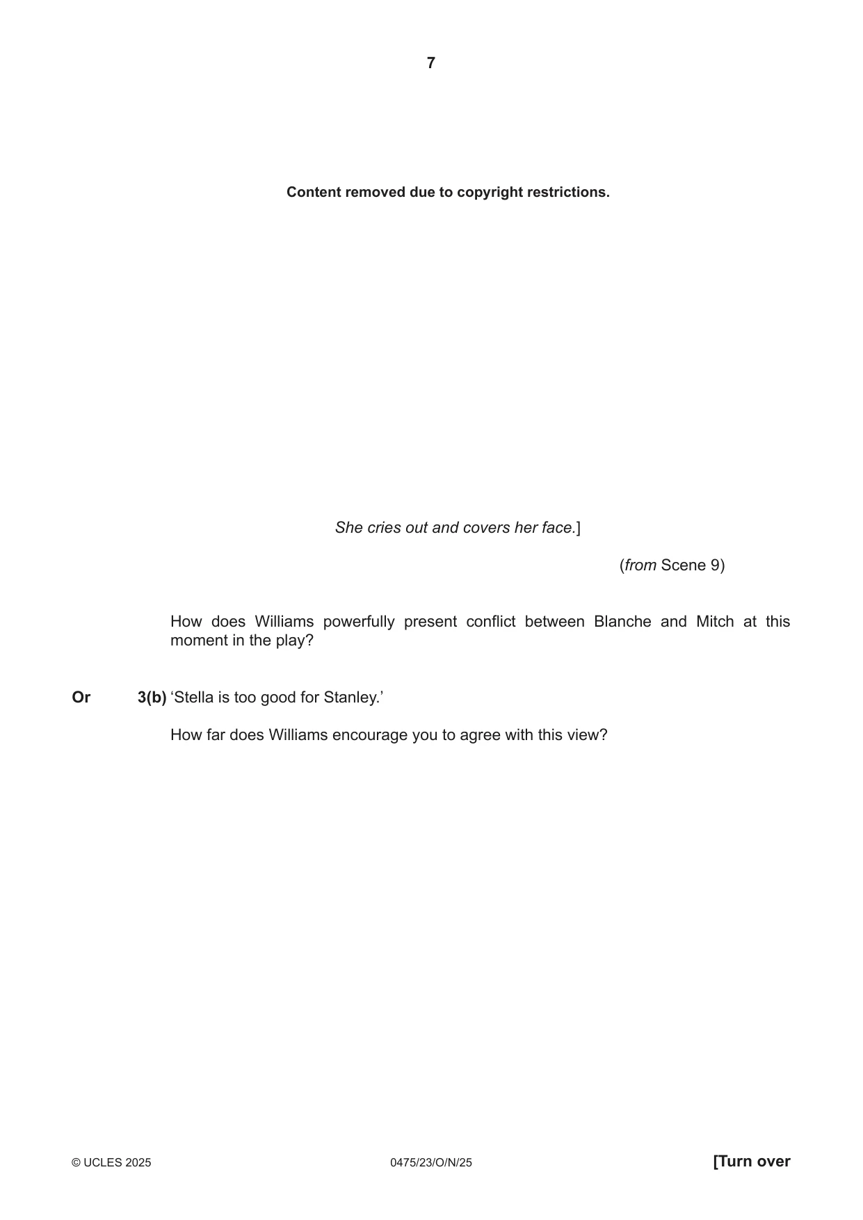 Cambridge IGCSE English - Literature in English 0475 2025 Oct/Nov Paper 2 · Variant 3 question paper, page 7 of 12