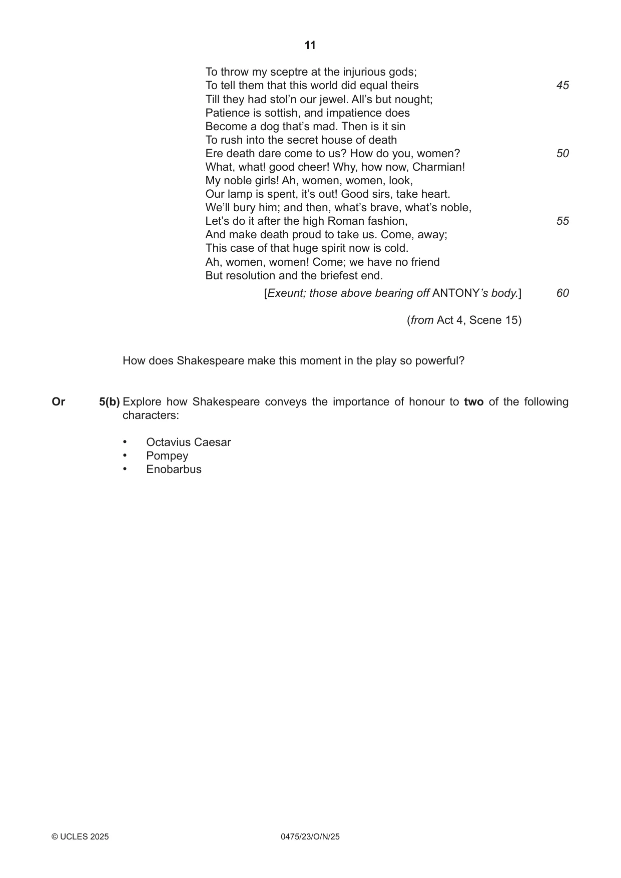Cambridge IGCSE English - Literature in English 0475 2025 Oct/Nov Paper 2 · Variant 3 question paper, page 11 of 12