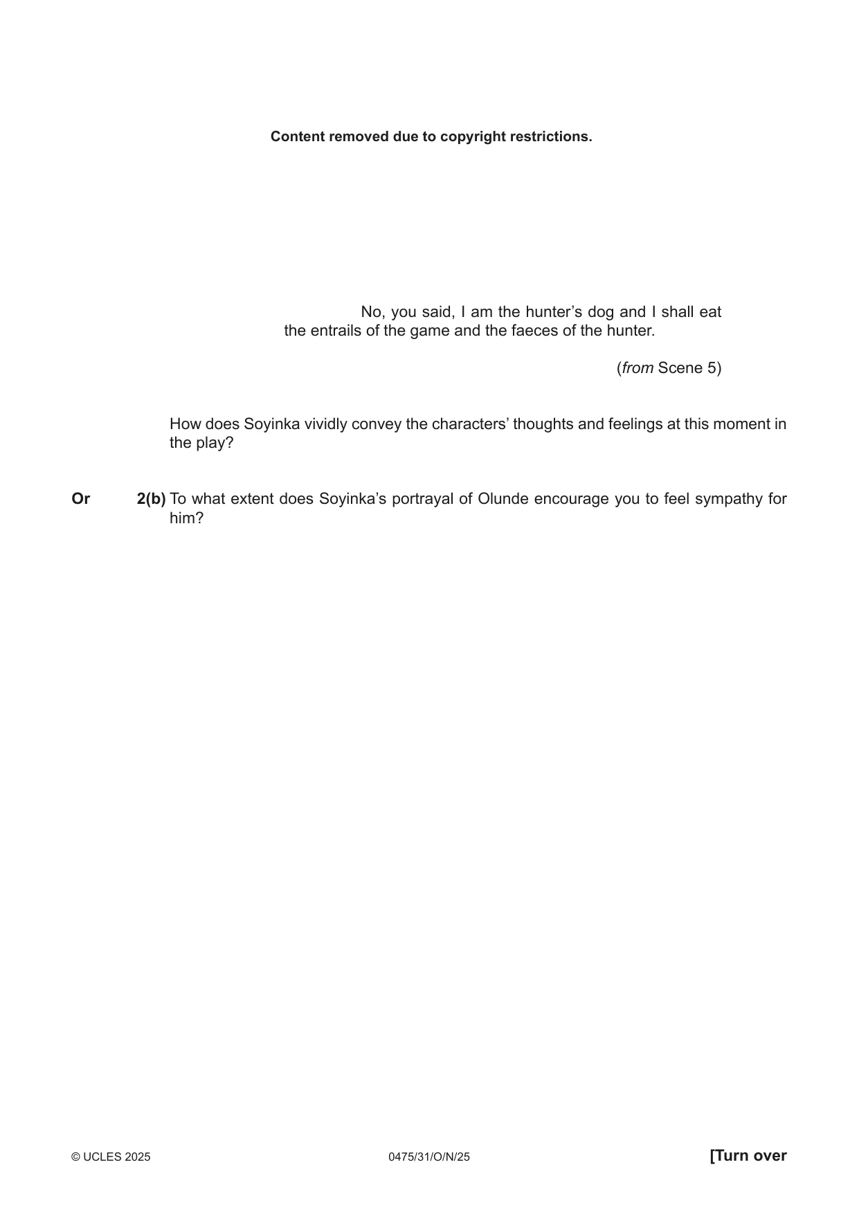 Cambridge IGCSE English - Literature in English 0475 2025 Oct/Nov Paper 3 · Variant 1 question paper, page 5 of 12