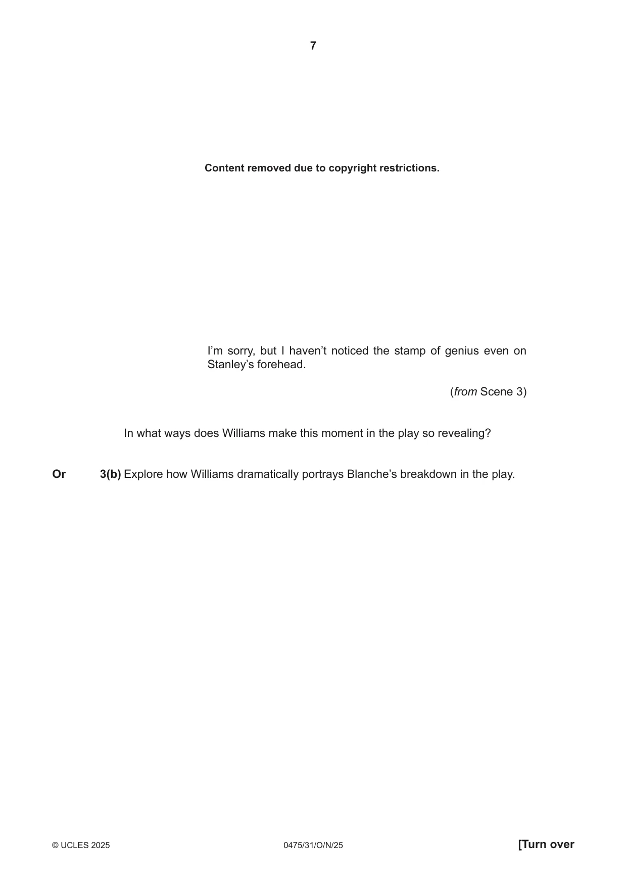 Cambridge IGCSE English - Literature in English 0475 2025 Oct/Nov Paper 3 · Variant 1 question paper, page 7 of 12