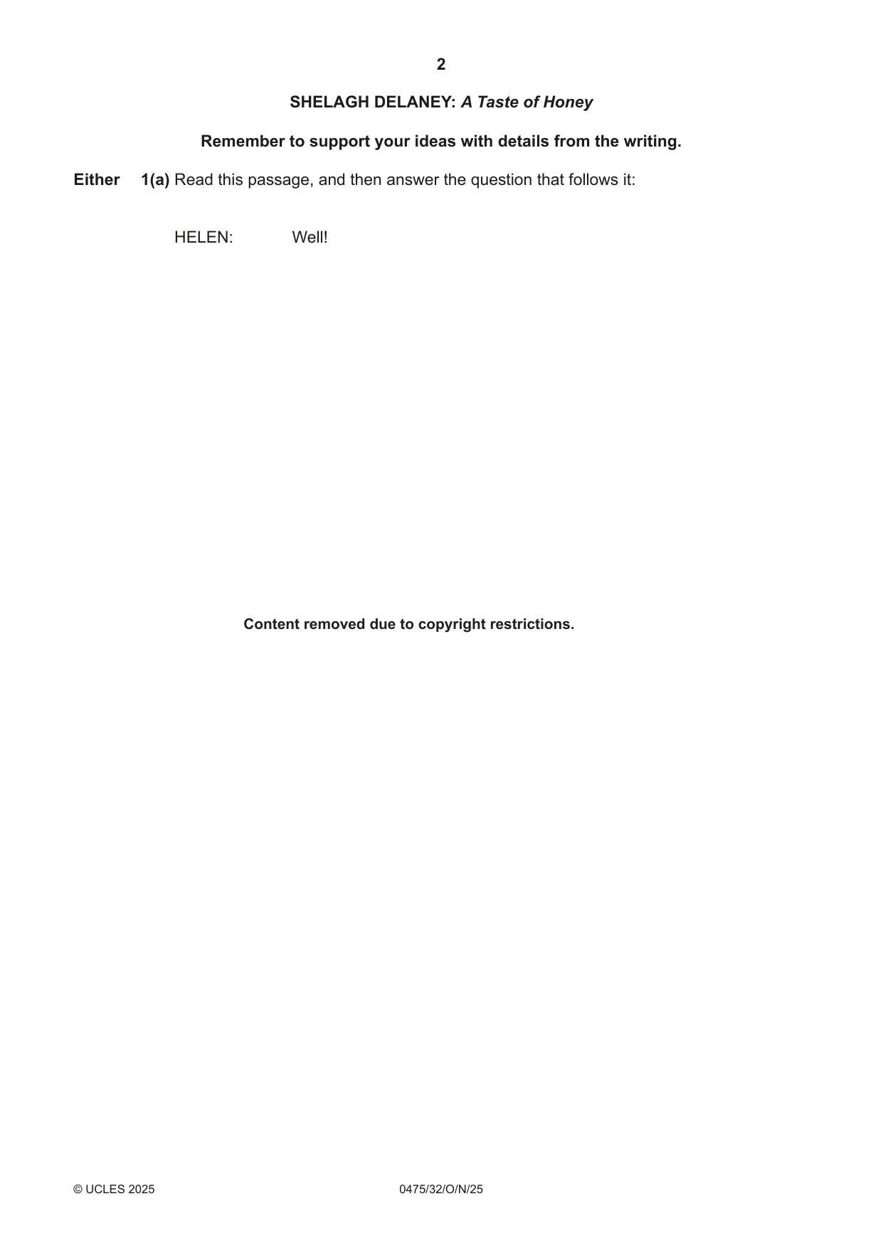 Cambridge IGCSE English - Literature in English 0475 2025 Oct/Nov Paper 3 · Variant 2 question paper, page 2 of 12