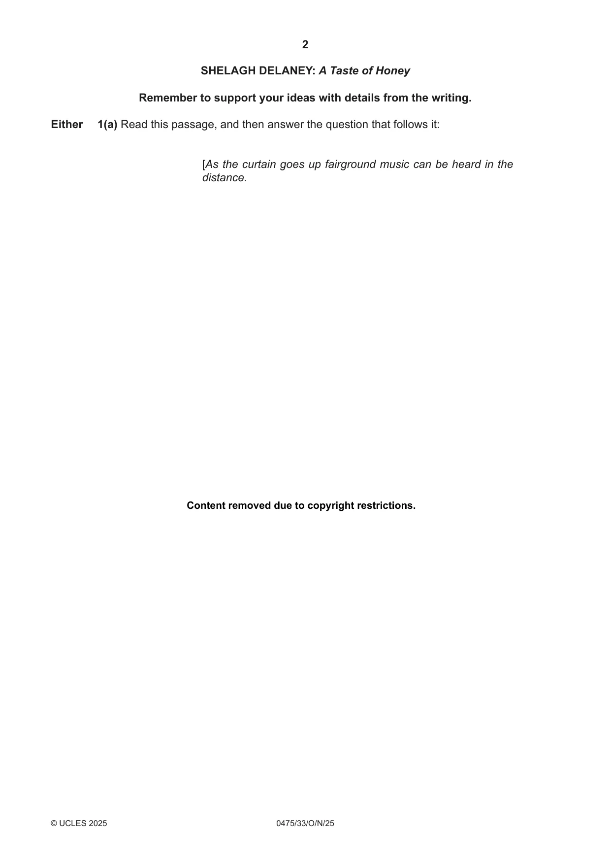 Cambridge IGCSE English - Literature in English 0475 2025 Oct/Nov Paper 3 · Variant 3 question paper, page 2 of 12