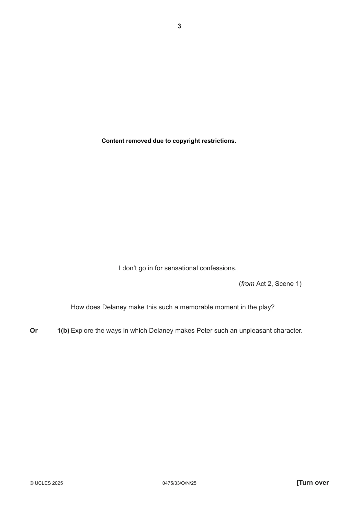 Cambridge IGCSE English - Literature in English 0475 2025 Oct/Nov Paper 3 · Variant 3 question paper, page 3 of 12