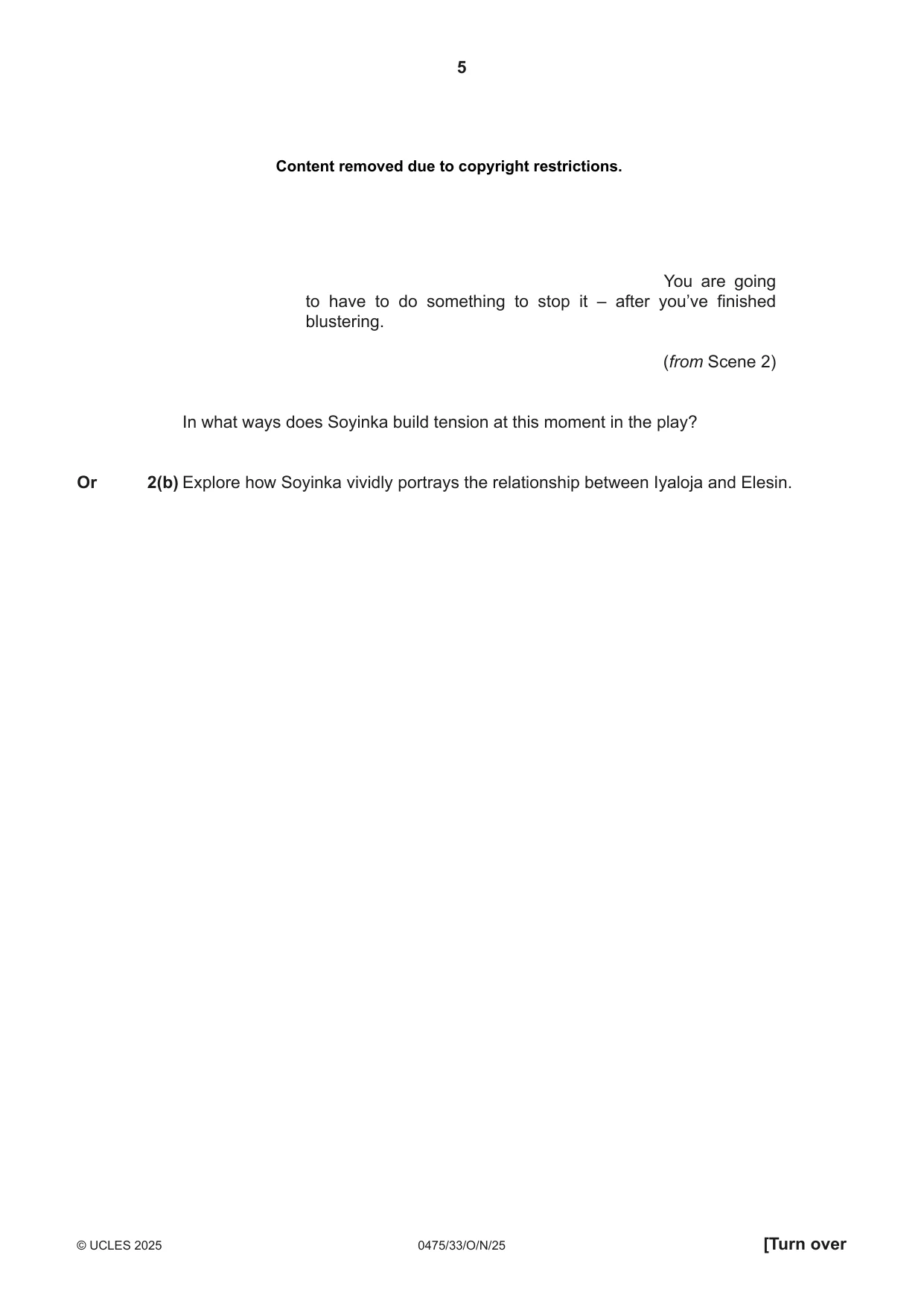 Cambridge IGCSE English - Literature in English 0475 2025 Oct/Nov Paper 3 · Variant 3 question paper, page 5 of 12