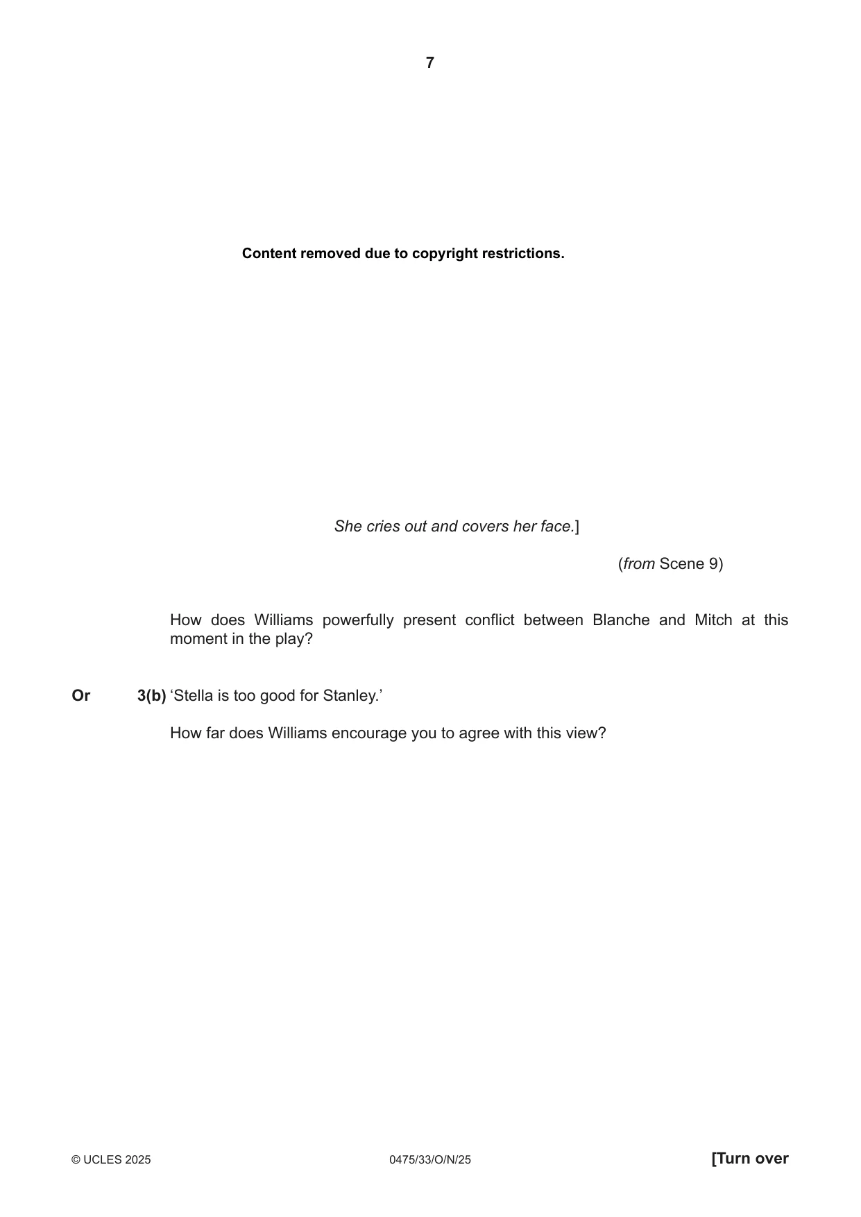 Cambridge IGCSE English - Literature in English 0475 2025 Oct/Nov Paper 3 · Variant 3 question paper, page 7 of 12