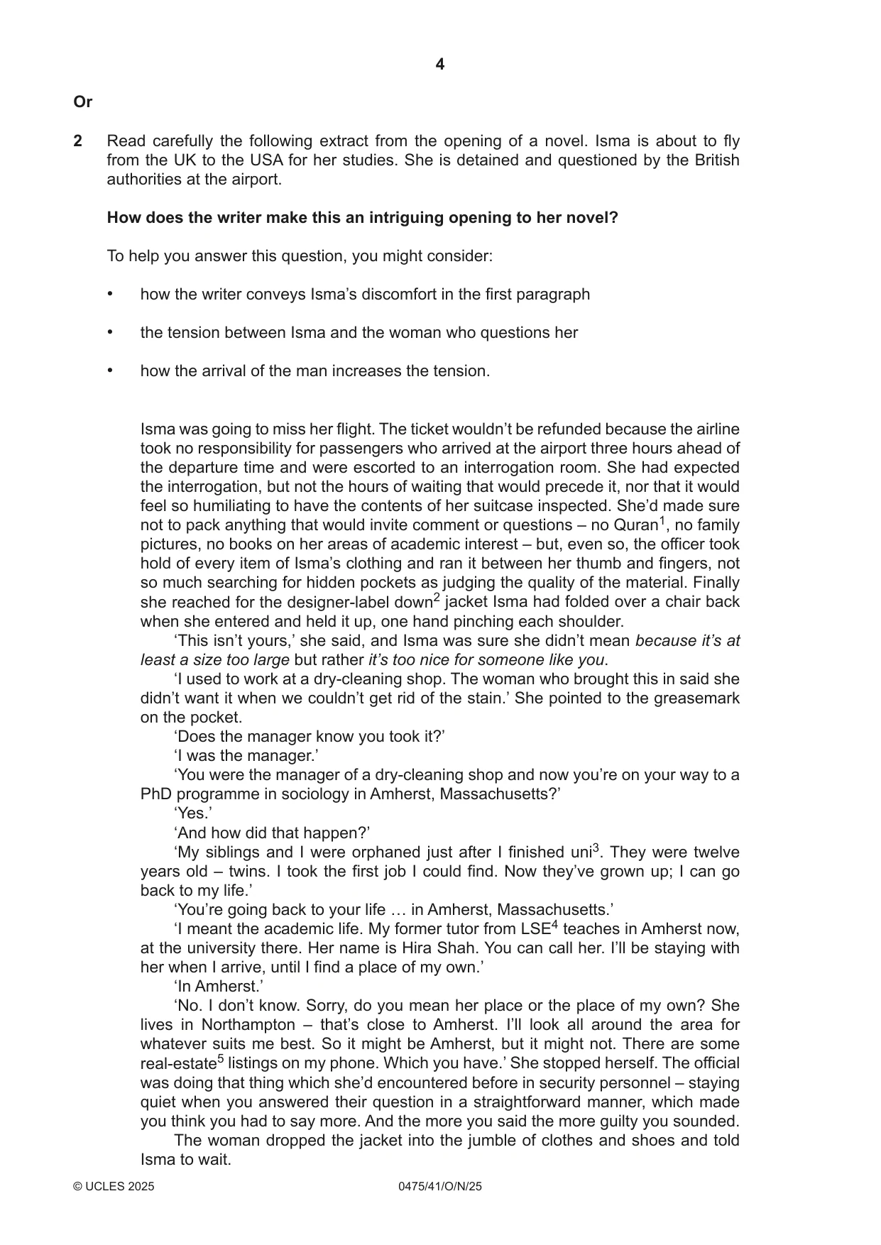 Cambridge IGCSE English - Literature in English 0475 2025 Oct/Nov Paper 4 · Variant 1 question paper, page 4 of 8