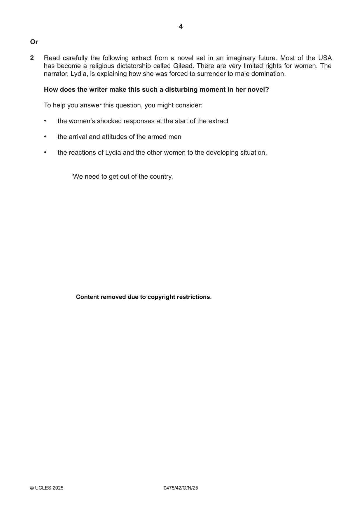 Cambridge IGCSE English - Literature in English 0475 2025 Oct/Nov Paper 4 · Variant 2 question paper, page 4 of 8