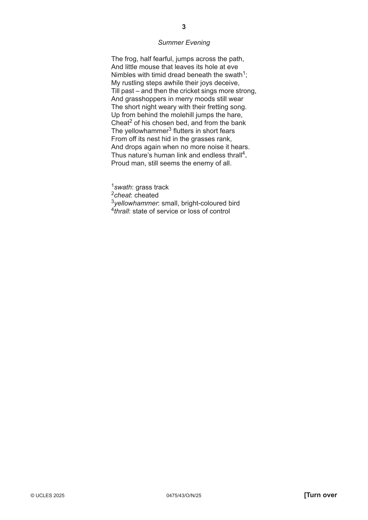 Cambridge IGCSE English - Literature in English 0475 2025 Oct/Nov Paper 4 · Variant 3 question paper, page 3 of 8
