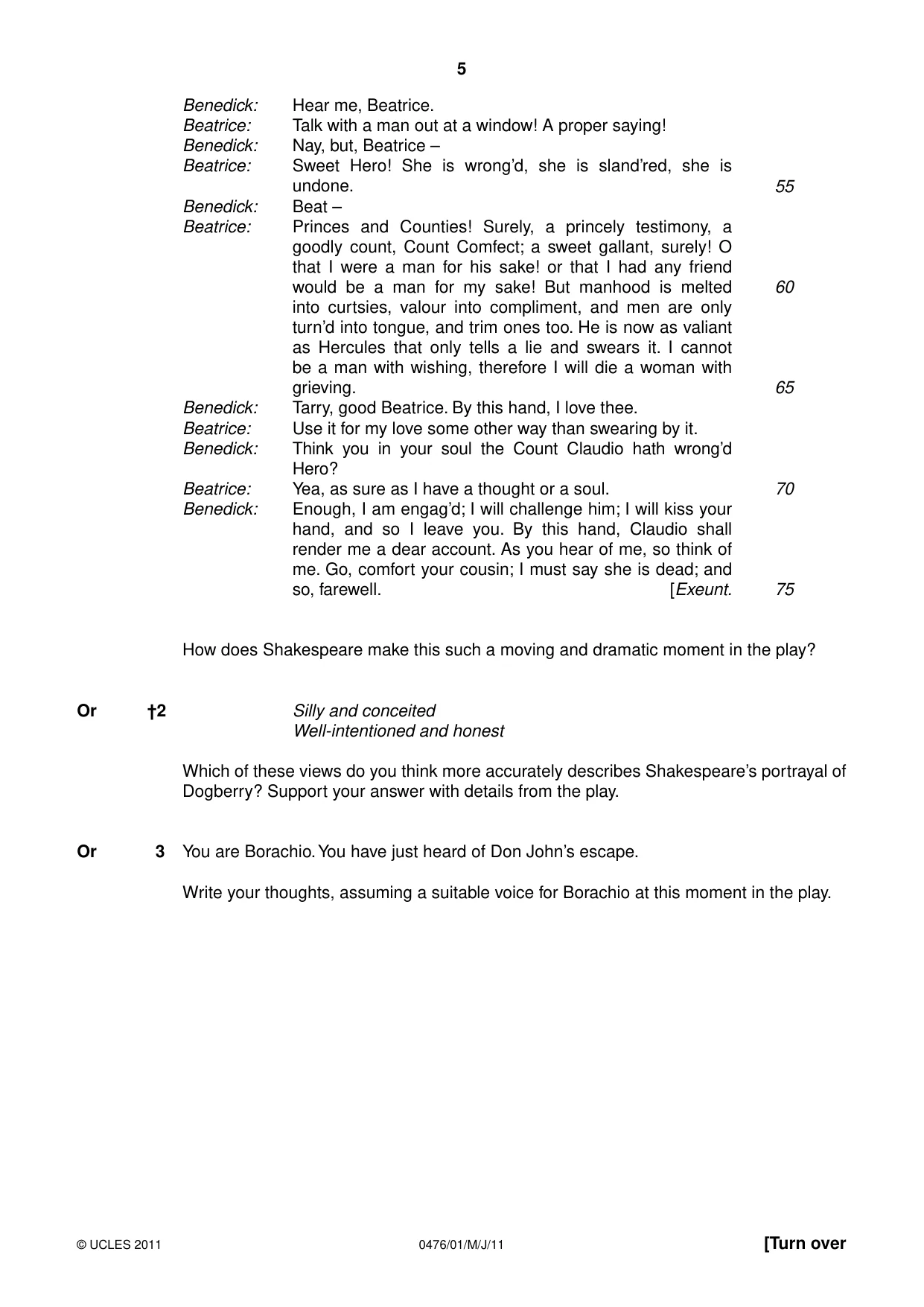 Cambridge IGCSE English - Literature (UK) 0476 2011 May/June Paper 1 · Variant 1 question paper, page 5 of 24