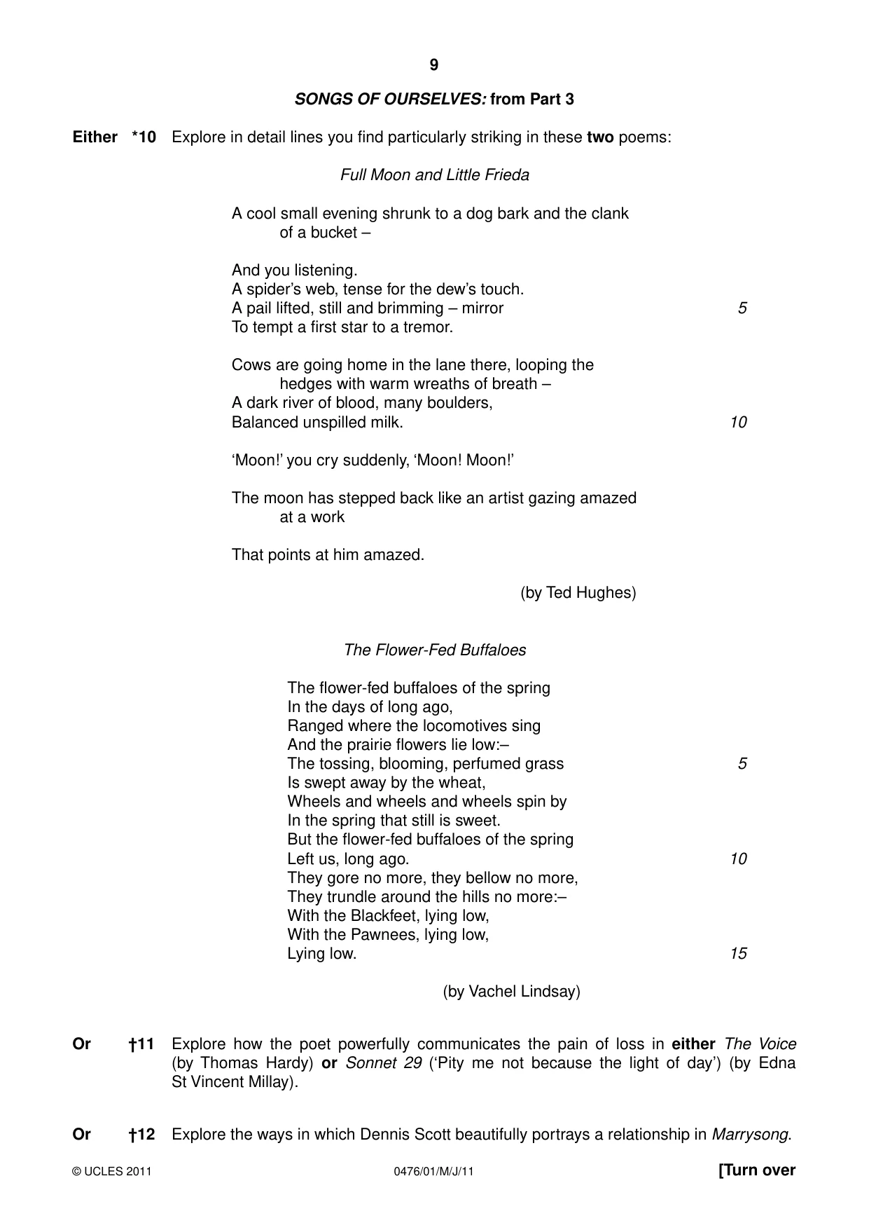 Cambridge IGCSE English - Literature (UK) 0476 2011 May/June Paper 1 · Variant 1 question paper, page 9 of 24