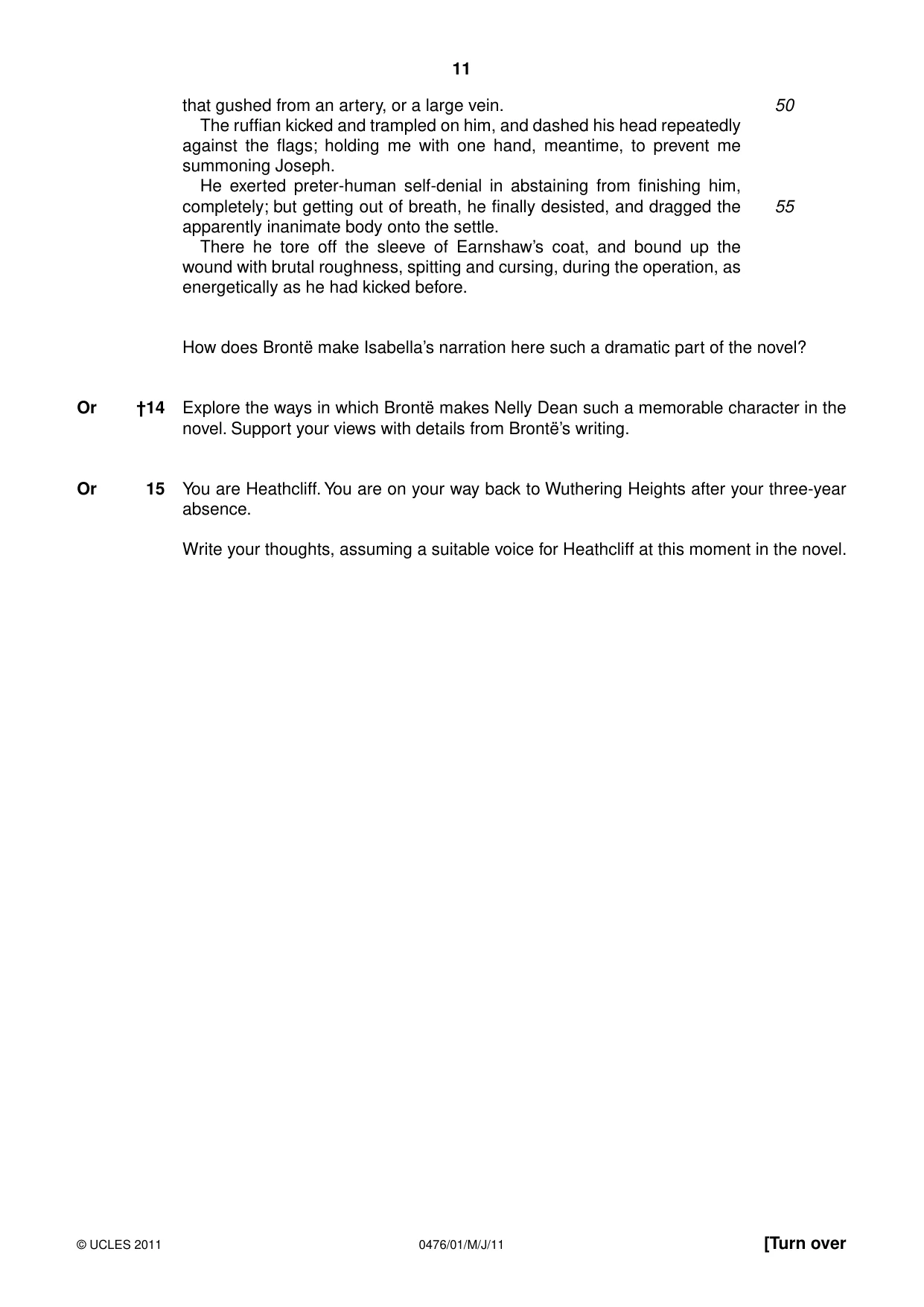 Cambridge IGCSE English - Literature (UK) 0476 2011 May/June Paper 1 · Variant 1 question paper, page 11 of 24