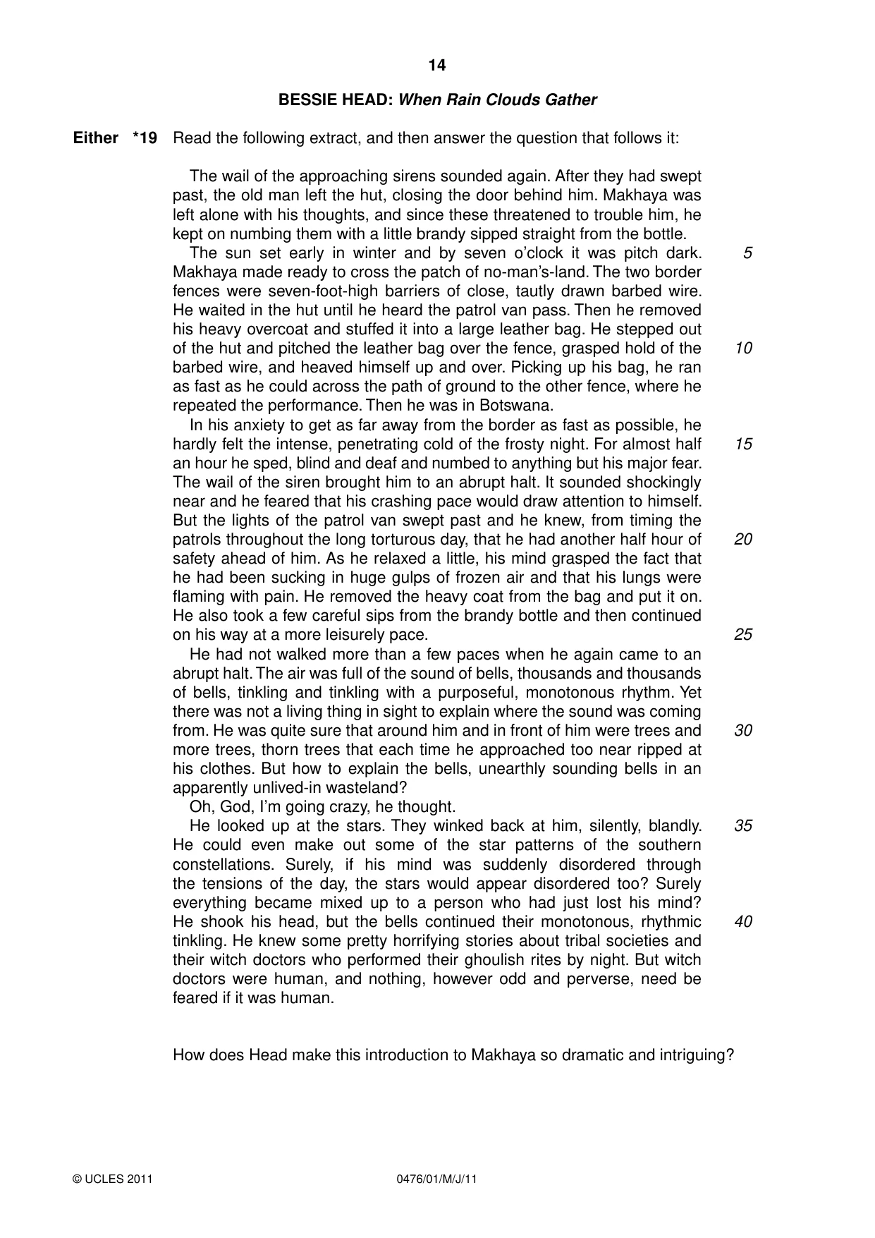 Cambridge IGCSE English - Literature (UK) 0476 2011 May/June Paper 1 · Variant 1 question paper, page 14 of 24