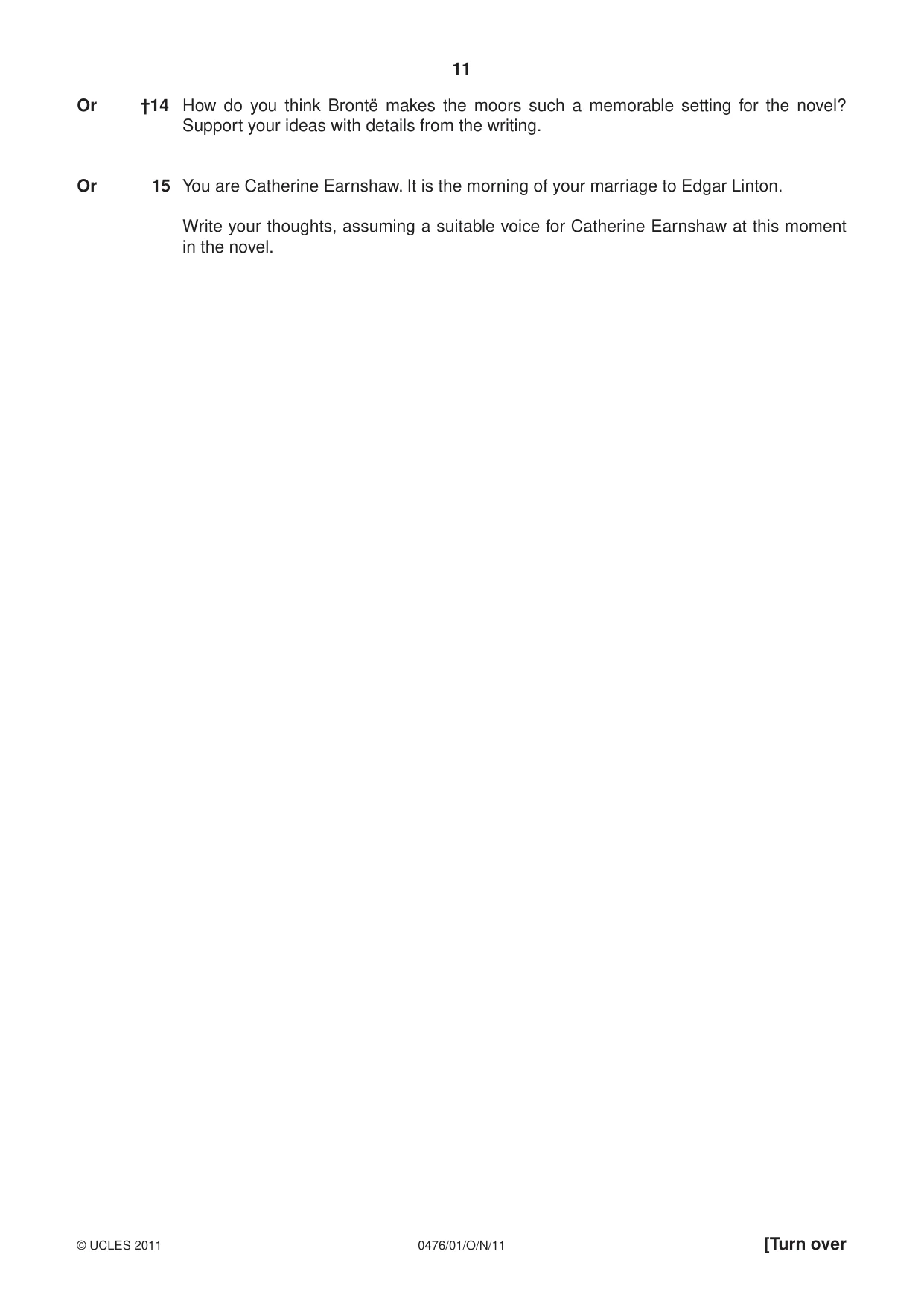 Cambridge IGCSE English - Literature (UK) 0476 2011 Oct/Nov Paper 1 · Variant 1 question paper, page 11 of 24
