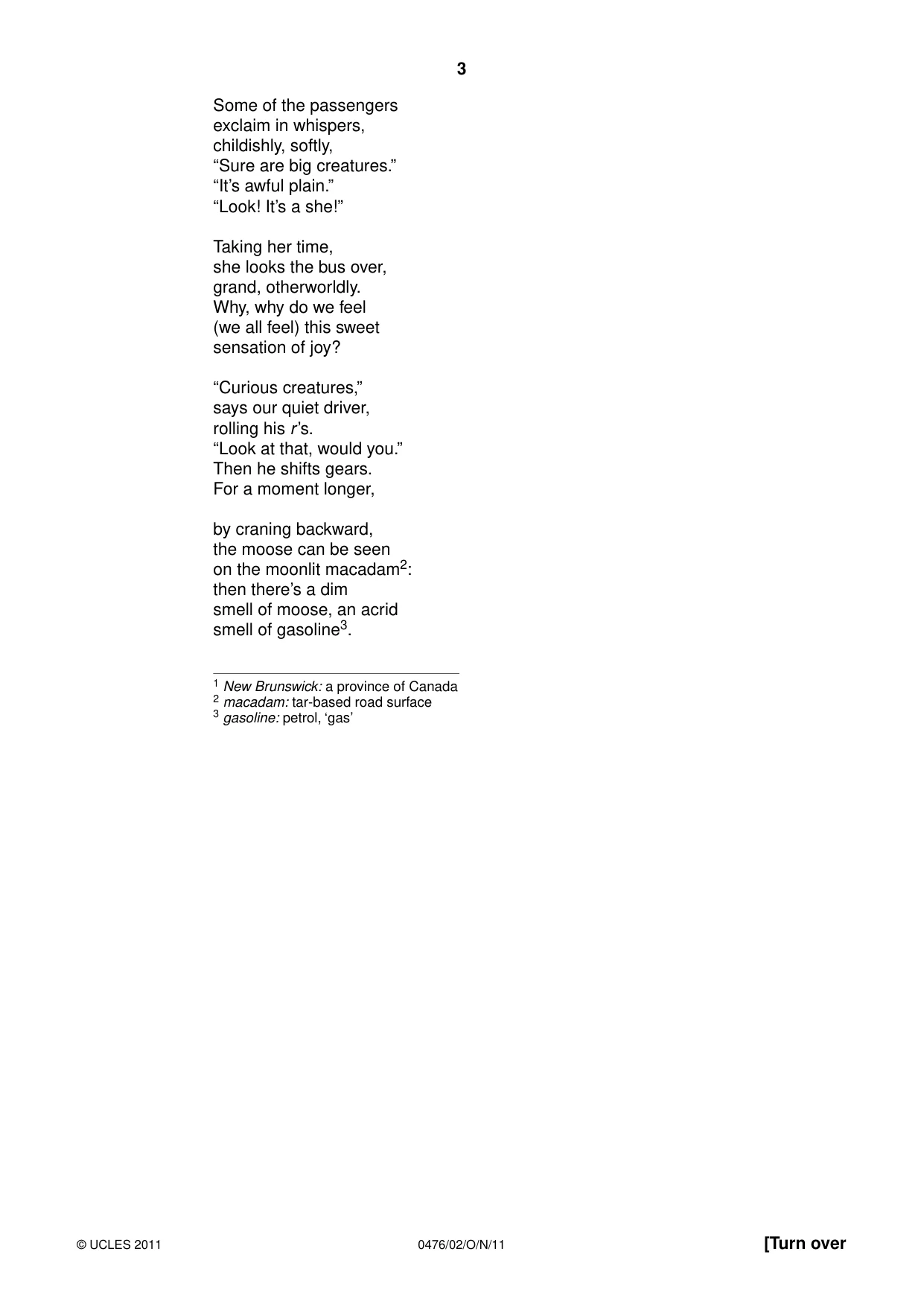 Cambridge IGCSE English - Literature (UK) 0476 2011 Oct/Nov Paper 2 · Variant 1 question paper, page 3 of 8