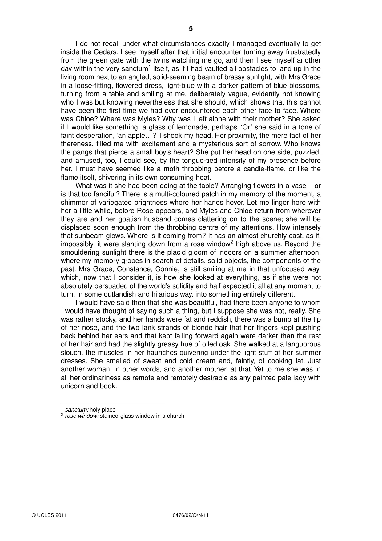 Cambridge IGCSE English - Literature (UK) 0476 2011 Oct/Nov Paper 2 · Variant 1 question paper, page 5 of 8