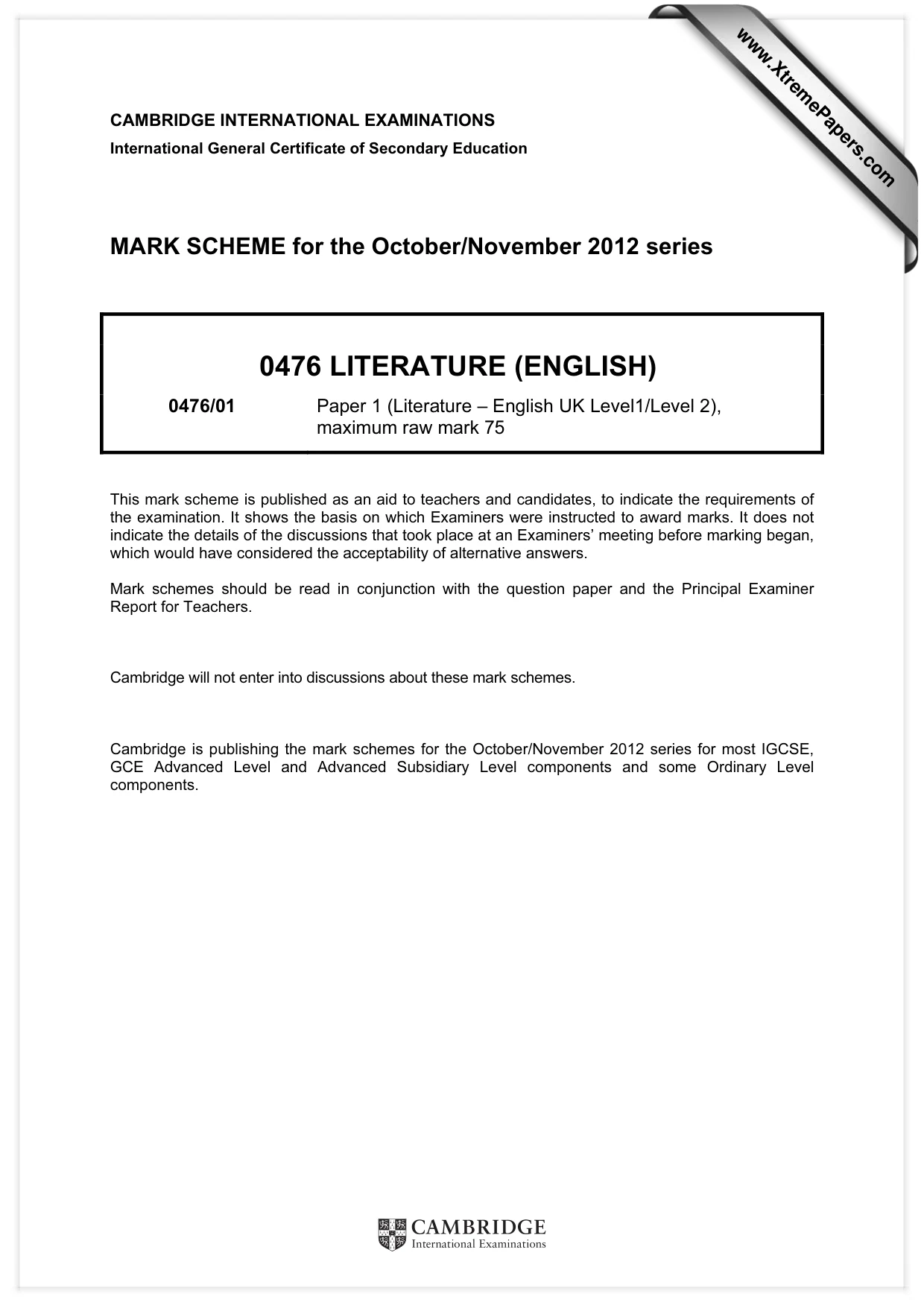 Mark scheme, page 1 of 3