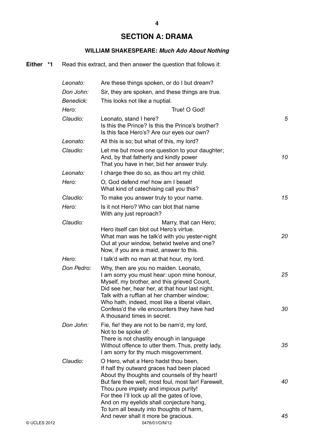 Cambridge IGCSE English - Literature (UK) 0476 2012 Oct/Nov Paper 1 · Variant 1 question paper, page 4 of 22