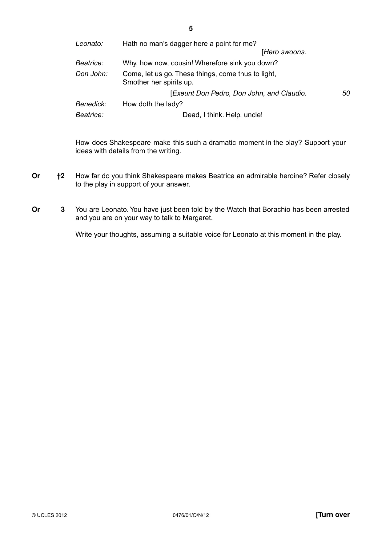 Cambridge IGCSE English - Literature (UK) 0476 2012 Oct/Nov Paper 1 · Variant 1 question paper, page 5 of 22