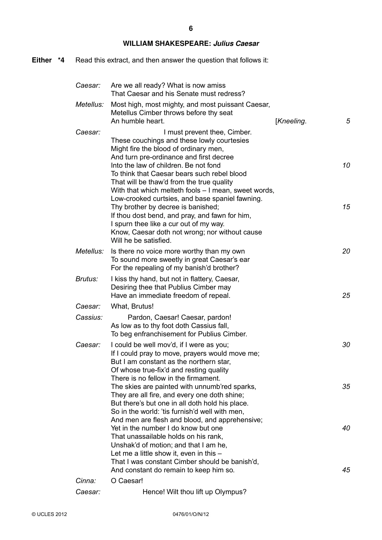 Cambridge IGCSE English - Literature (UK) 0476 2012 Oct/Nov Paper 1 · Variant 1 question paper, page 6 of 22
