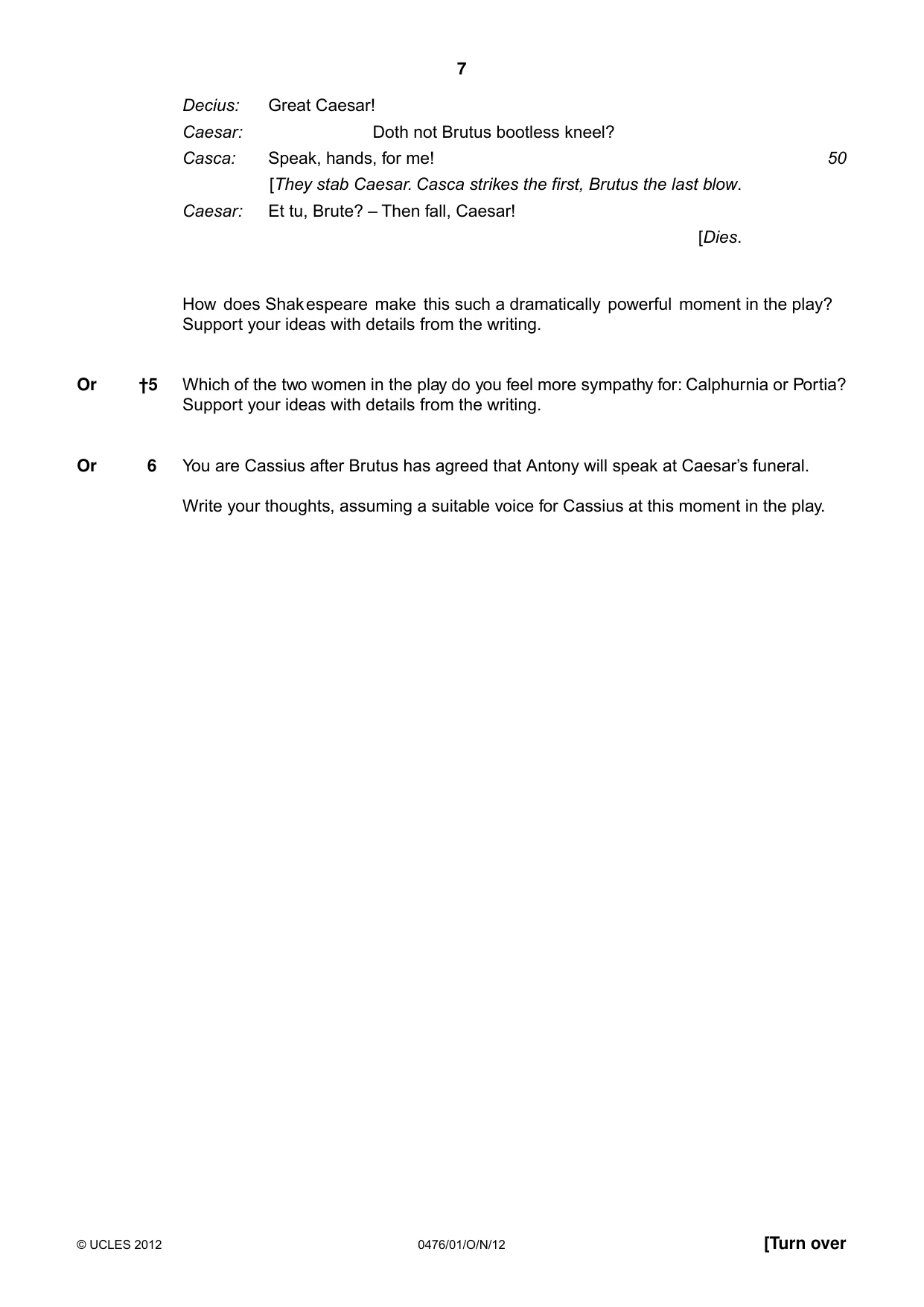 Cambridge IGCSE English - Literature (UK) 0476 2012 Oct/Nov Paper 1 · Variant 1 question paper, page 7 of 22